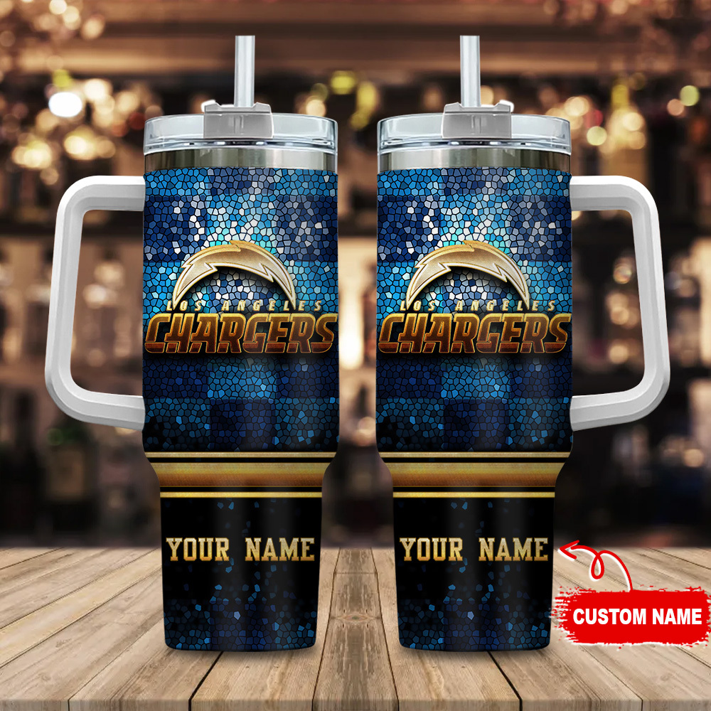 Los Angeles Chargers NFL Glitter Golden Logo Custom Stanley Cup 40 oz 30 oz Tumbler With HandleTVC2301113