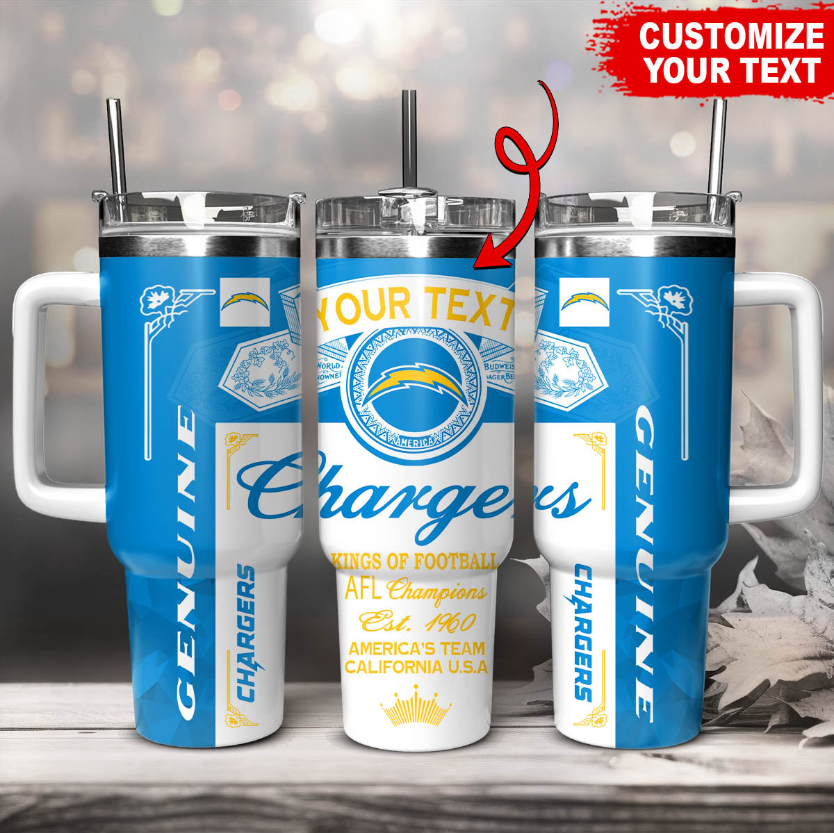 Los Angeles Chargers NFL Kings Of Football Custom Stanley Cup 40 oz 30 oz Tumbler With HandleTVC230184