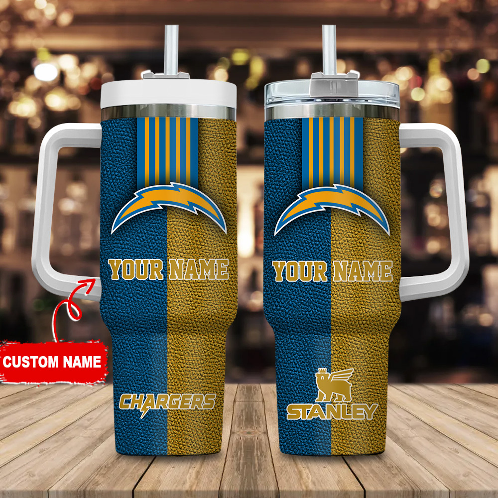 Los Angeles Chargers NFL Leather Effect Custom Stanley Cup 40 oz 30 oz Tumbler With HandleTVC2301123