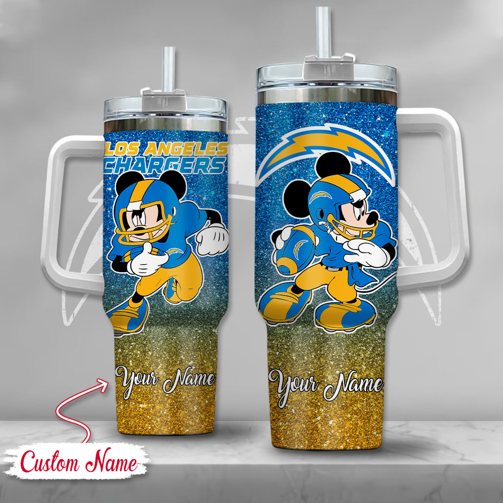 Los Angeles Chargers NFL Mickey Mouse Glitter Custom Stanley Cup 40 oz 30 oz Tumbler With HandleTVC230192