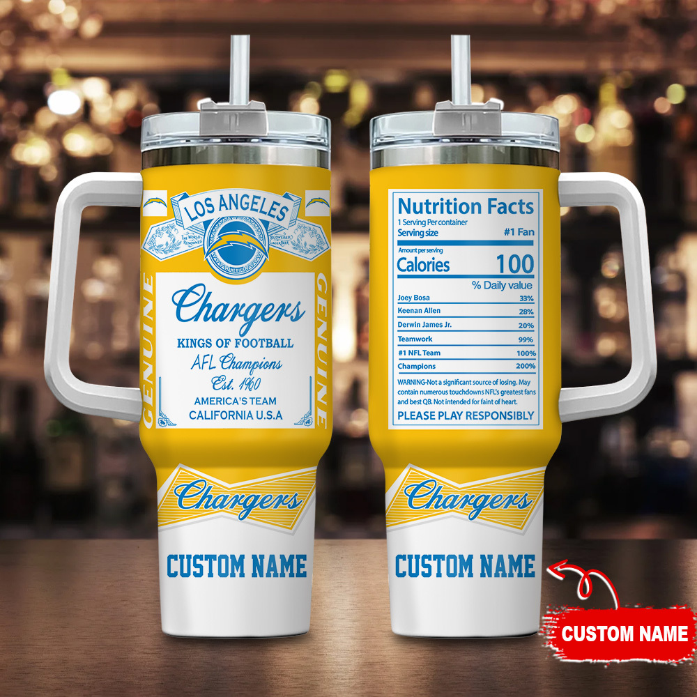 Los Angeles Chargers NFL Nutrition Facts Custom Stanley Cup 40 oz 30 oz Tumbler With HandleTVC2301122