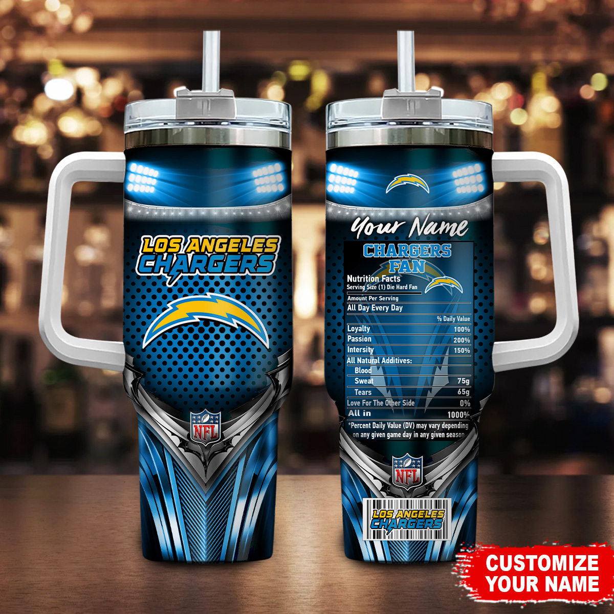 Los Angeles Chargers NFL Nutrition Facts Custom Stanley Cup 40 oz 30 oz Tumbler With HandleTVC230194