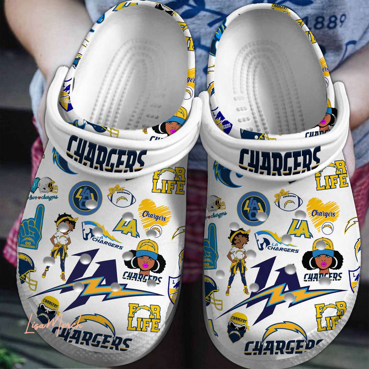Los Angeles Chargers NFL Sport Crocs Crocband Clogs Shoes Comfortable For Men Women and Kids