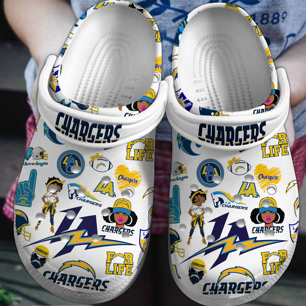 Los Angeles Chargers NFL Sport Crocs Crocband Clogs Shoes Comfortable For Men Women and Kids
