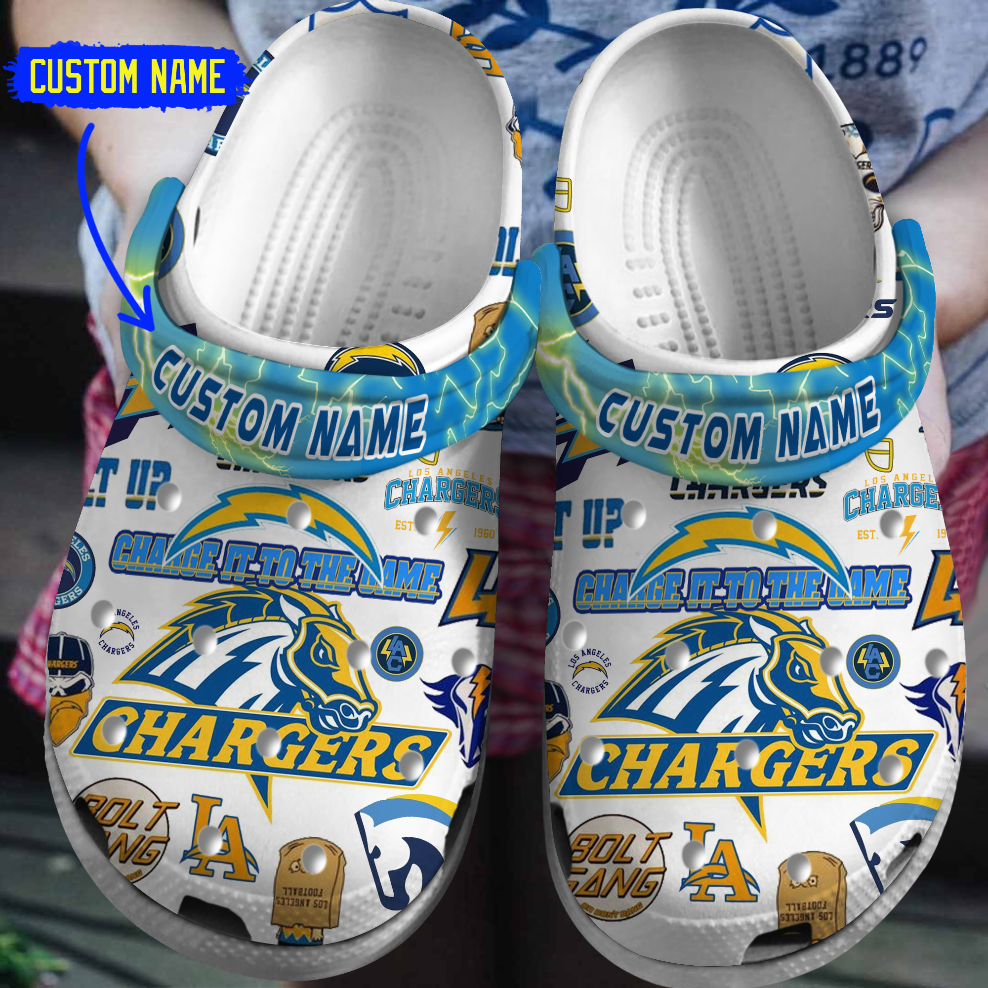 Los Angeles Chargers NFL Sport Crocs Crocband Clogs Shoes Comfortable For Men Women and Kids