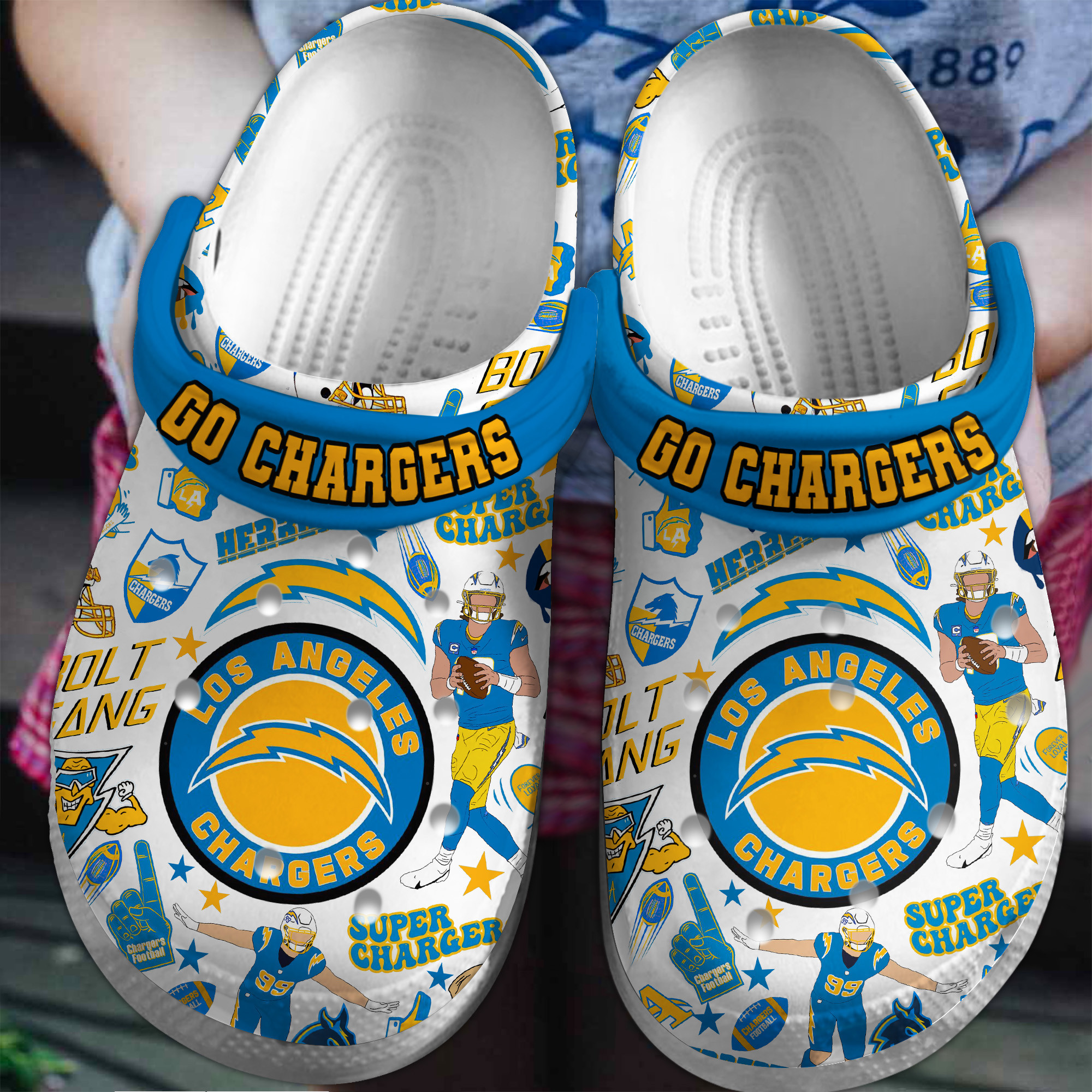 Los Angeles Chargers NFL Sport Crocs Crocband Clogs Shoes Comfortable For Men Women and Kids