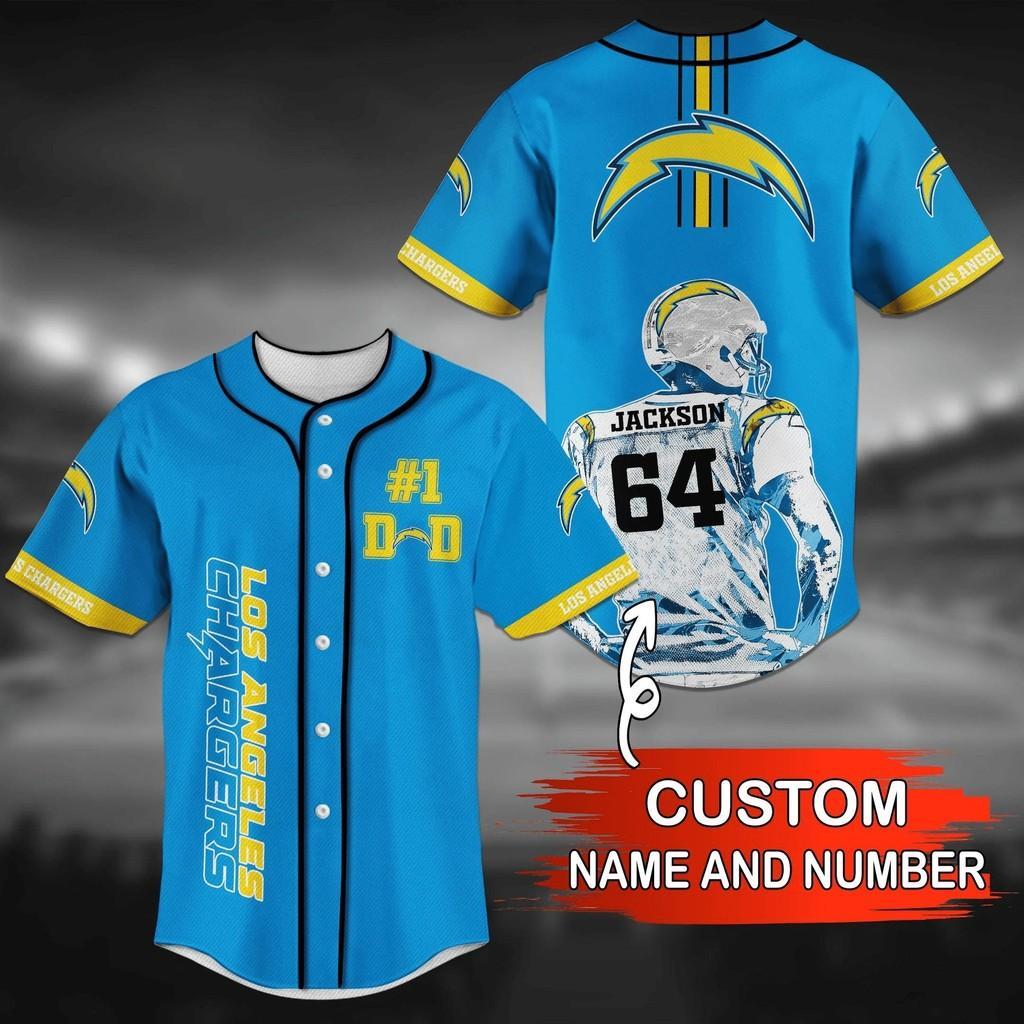 Los Angeles Chargers NLF For Fan Baseball Jersey Shirt With Personalized