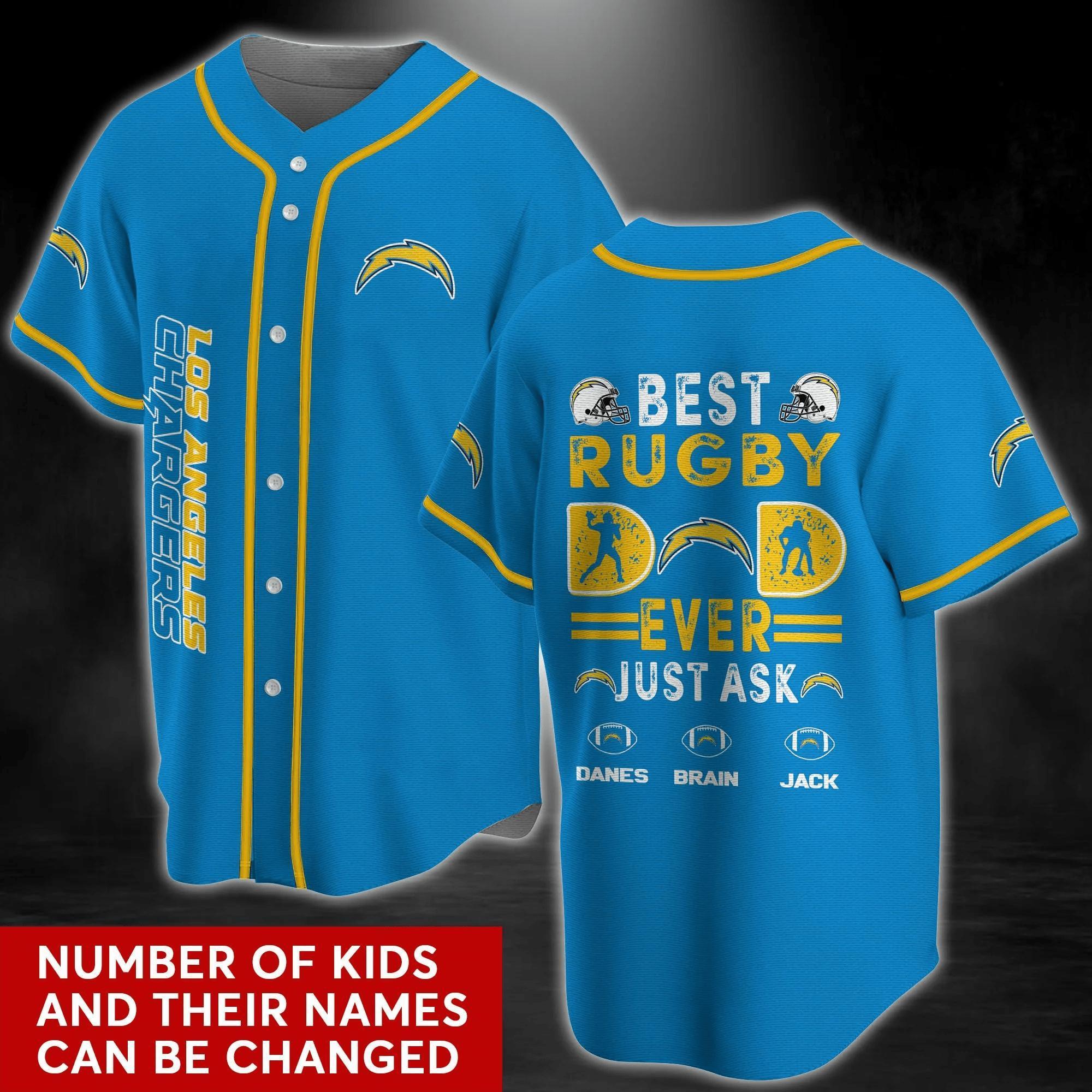 Los Angeles Chargers NLF Team Apparel Baseball Jersey Shirt With Personalized