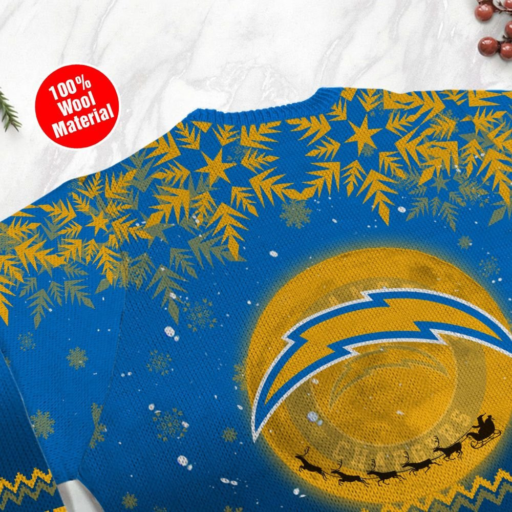 Los Angeles Chargers Santa Claus In The Moon Ugly Christmas Sweater Adult 3D Funny Matching for family - Image 5