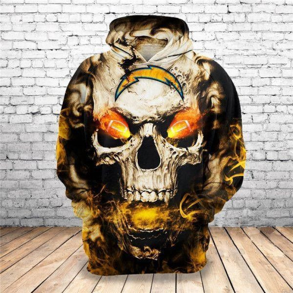 Los Angeles Chargers Skull Los Angeles Chargers 3D All Over Print Hoodie, Zip Hoodie
