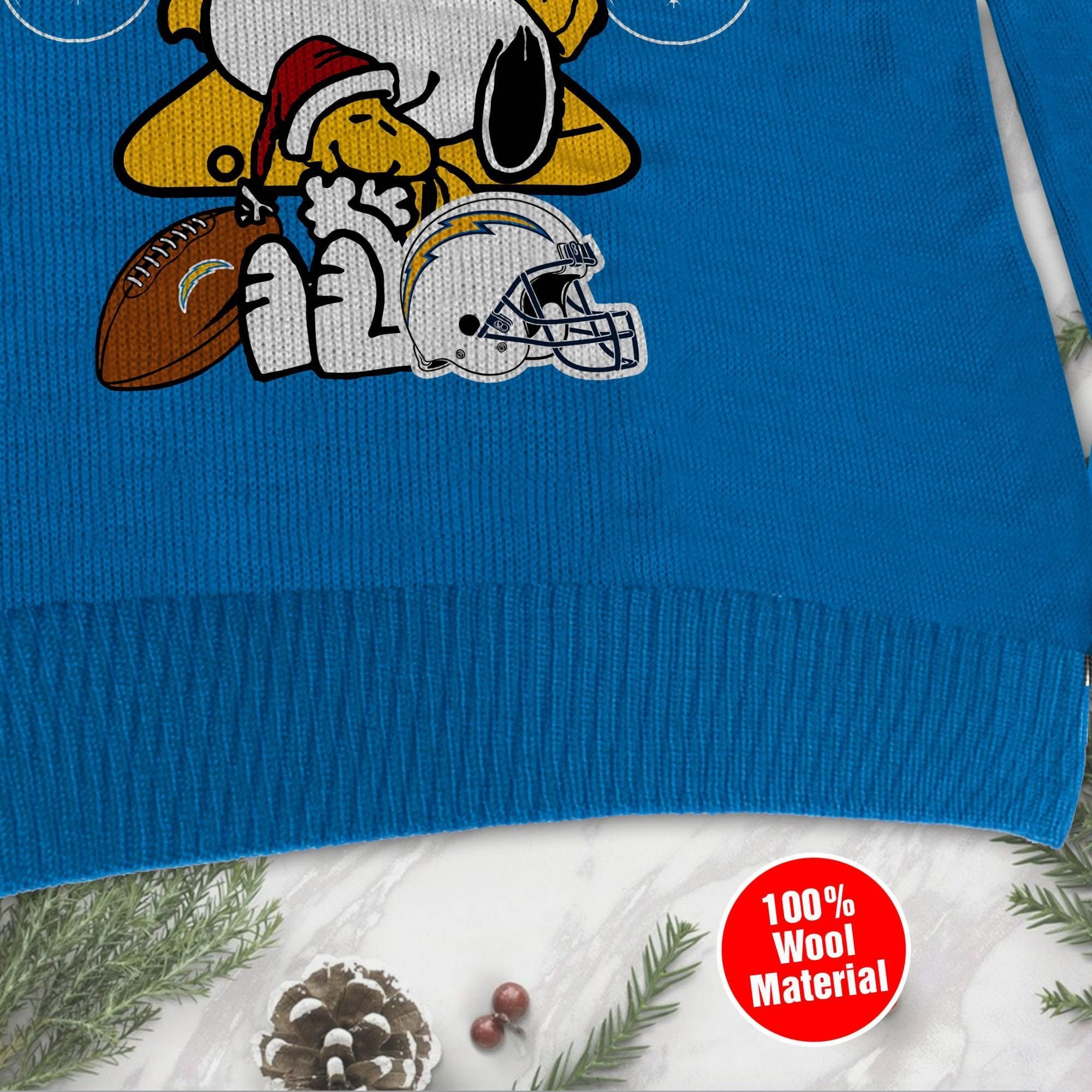 Los Angeles Chargers Snoopy Ugly Christmas Sweater Adult 3D Funny Matching for family - Image 4