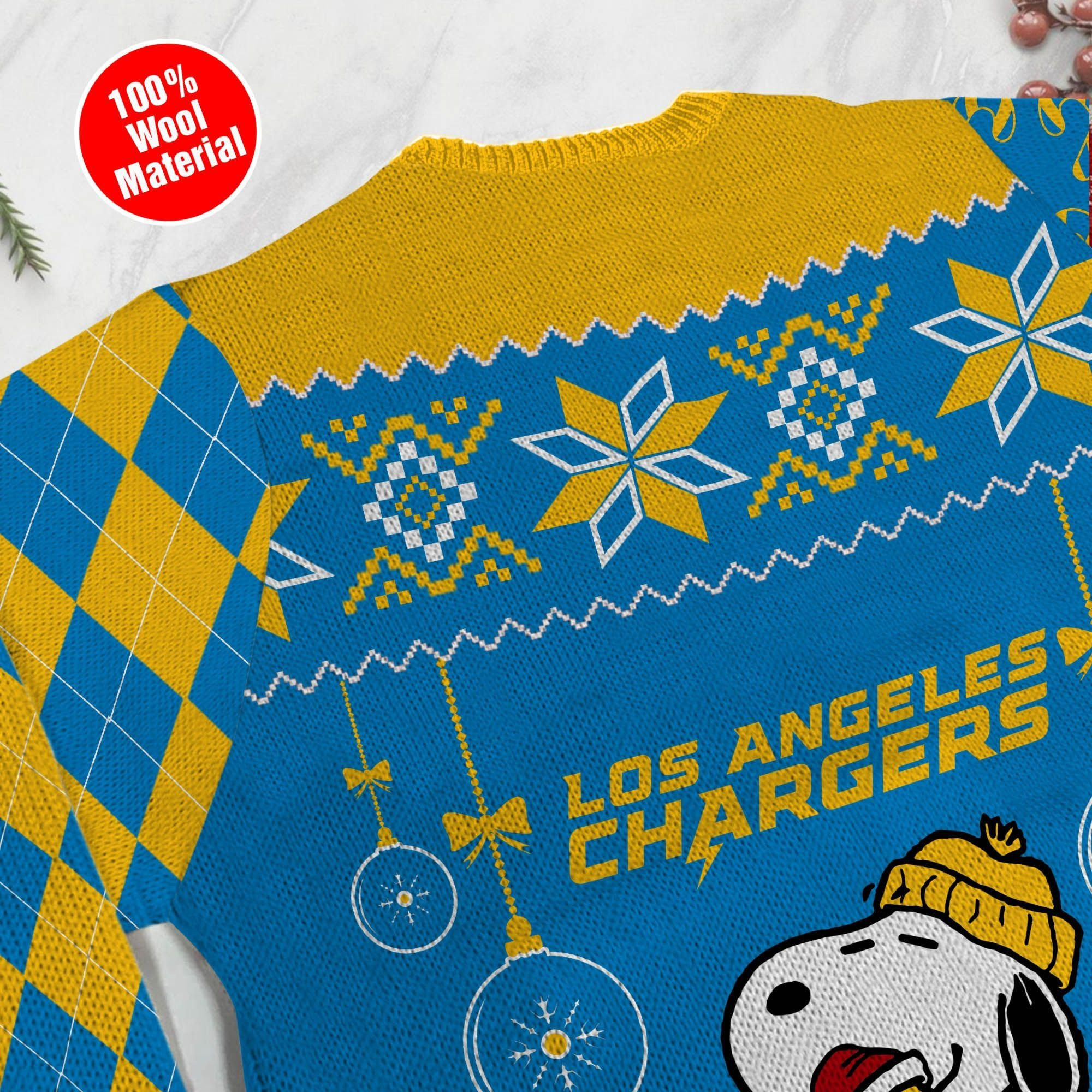 Los Angeles Chargers Snoopy Ugly Christmas Sweater Adult 3D Funny Matching for family - Image 5