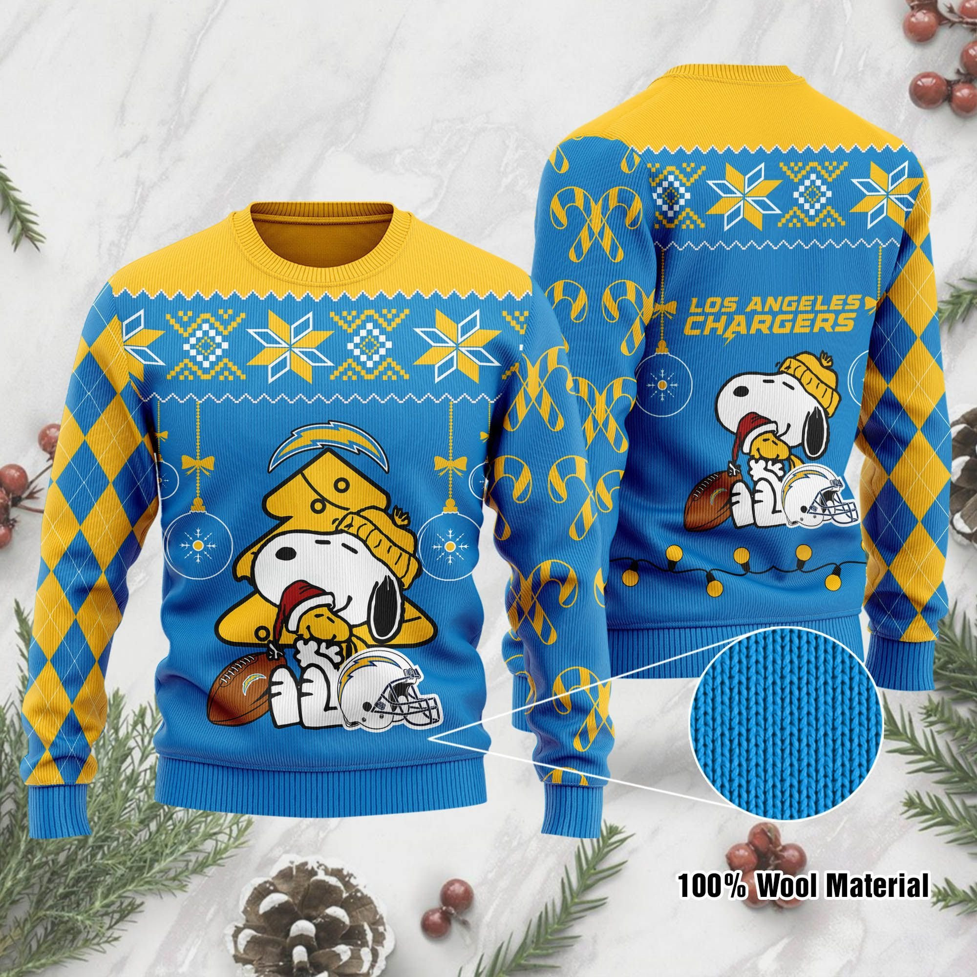 Los Angeles Chargers Snoopy Ugly Christmas Sweater Adult 3D Funny Matching for family