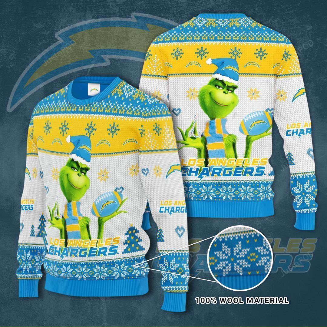 Los Angeles Chargers The Grinch Ugly Christmas Sweater Adult 3D Funny Matching for family