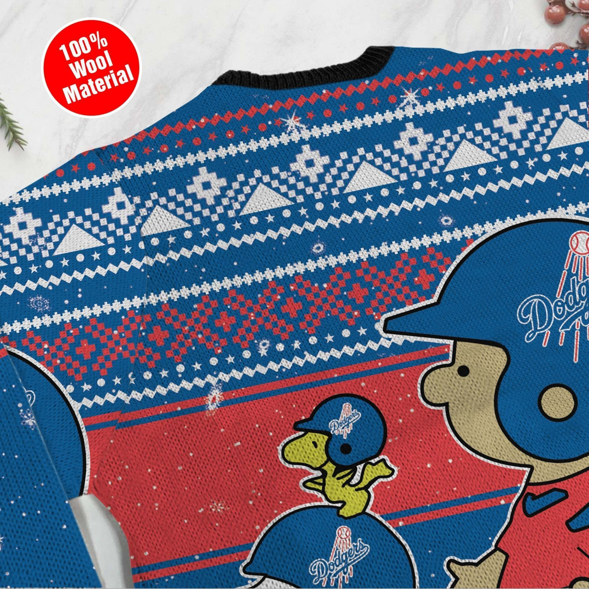 Los Angeles Dodgers Charlie Brown Snoopy Wear Football Jersey Ugly Christmas Sweater Adult 3D Funny Matching for family - Image 4