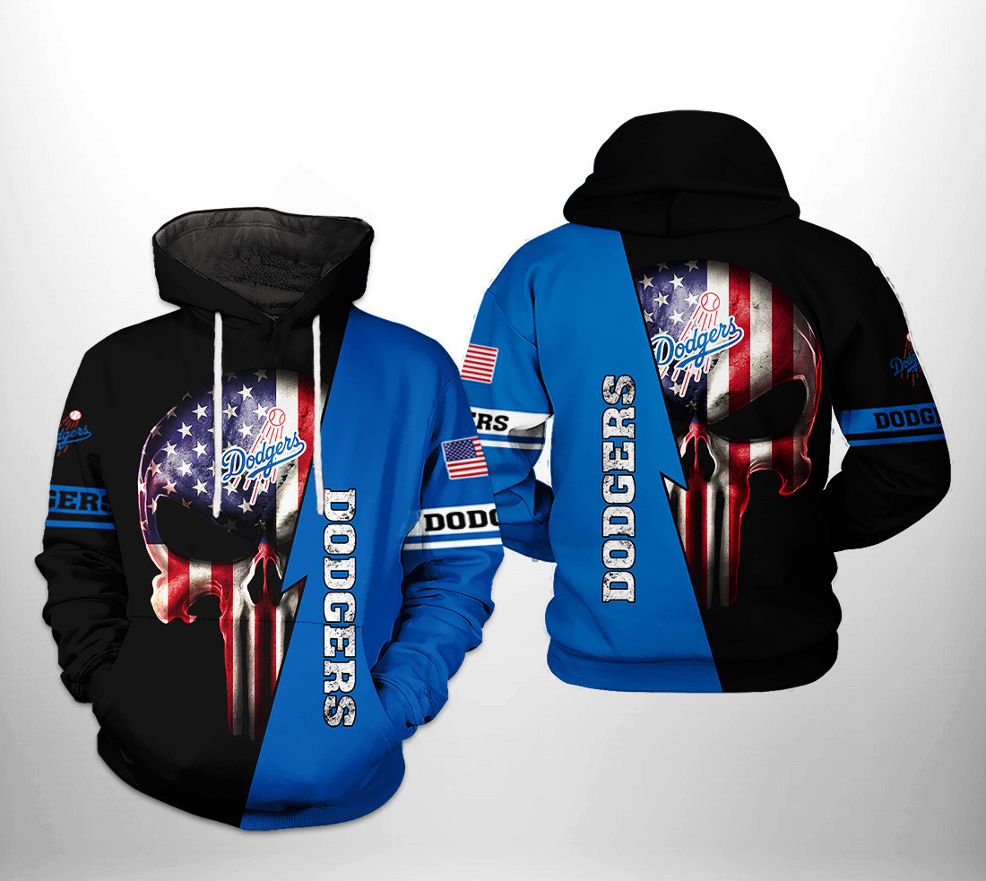 Los Angeles Dodgers MLB US Flag Skull 3D All Over Print Hoodie, Zip Hoodie