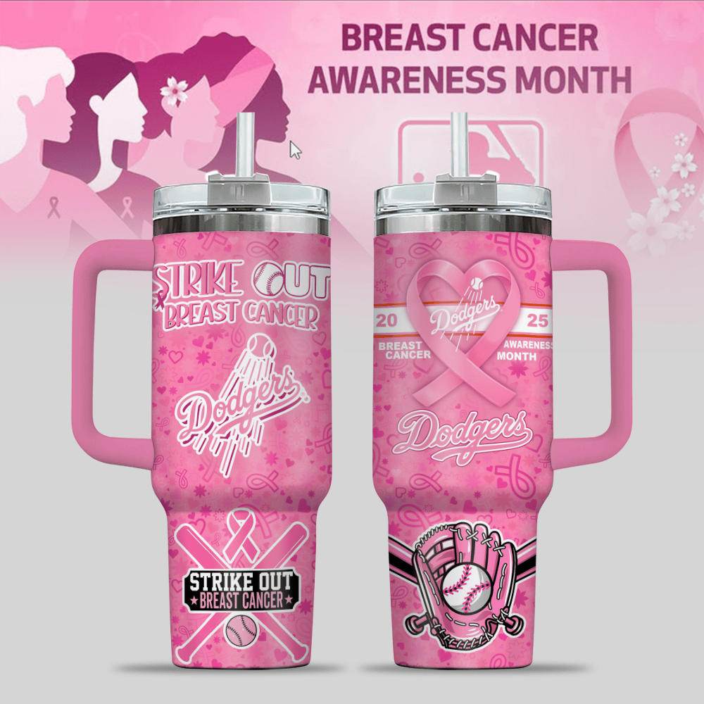 Los Angeles Dodgers MLB x Breast Cancer Awareness Custom Stanley Cup 40 oz 30 oz Tumbler With HandleTVC2301125