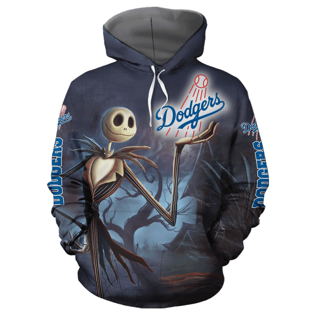 Los Angeles Dodgers With Jack Skellington 3D All Over Print Hoodie, Zip Hoodie
