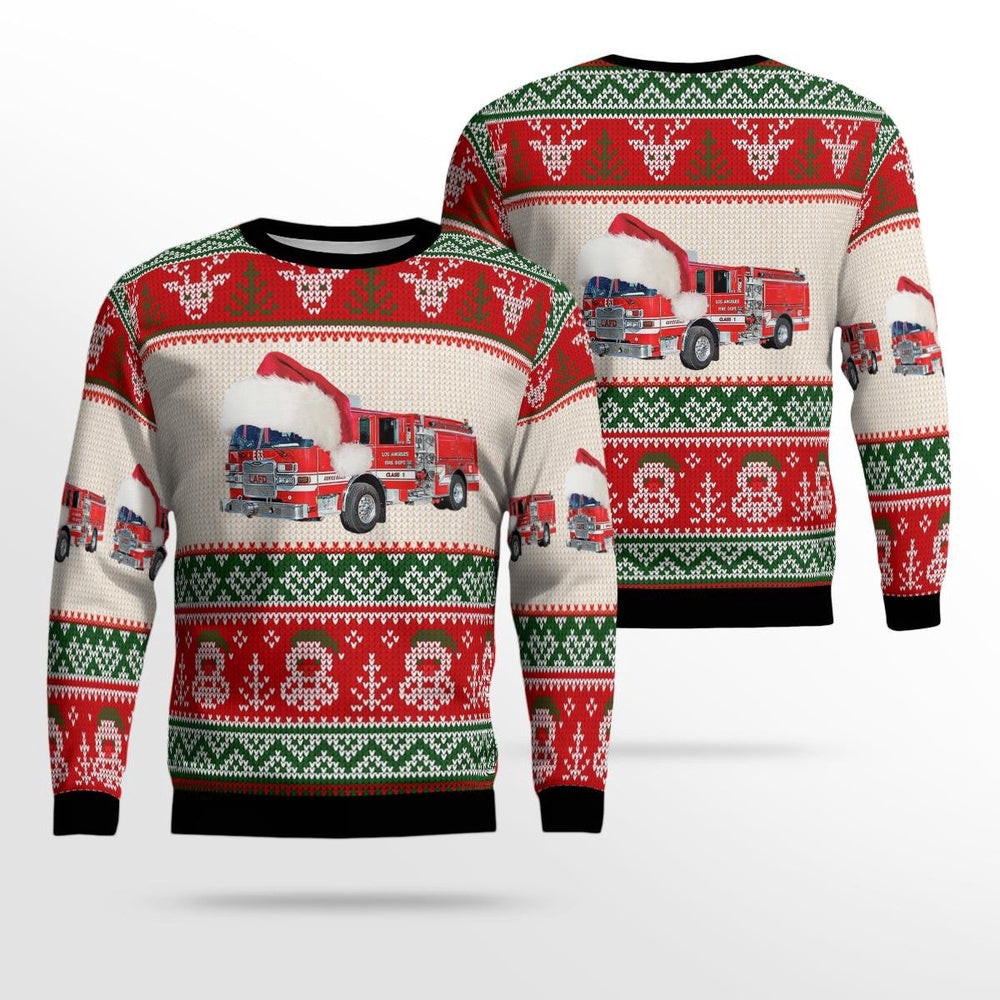 Los Angeles Fire Department Christmas AOP Ugly Sweater Christmas Unisex Sweaters Gift For Christmas