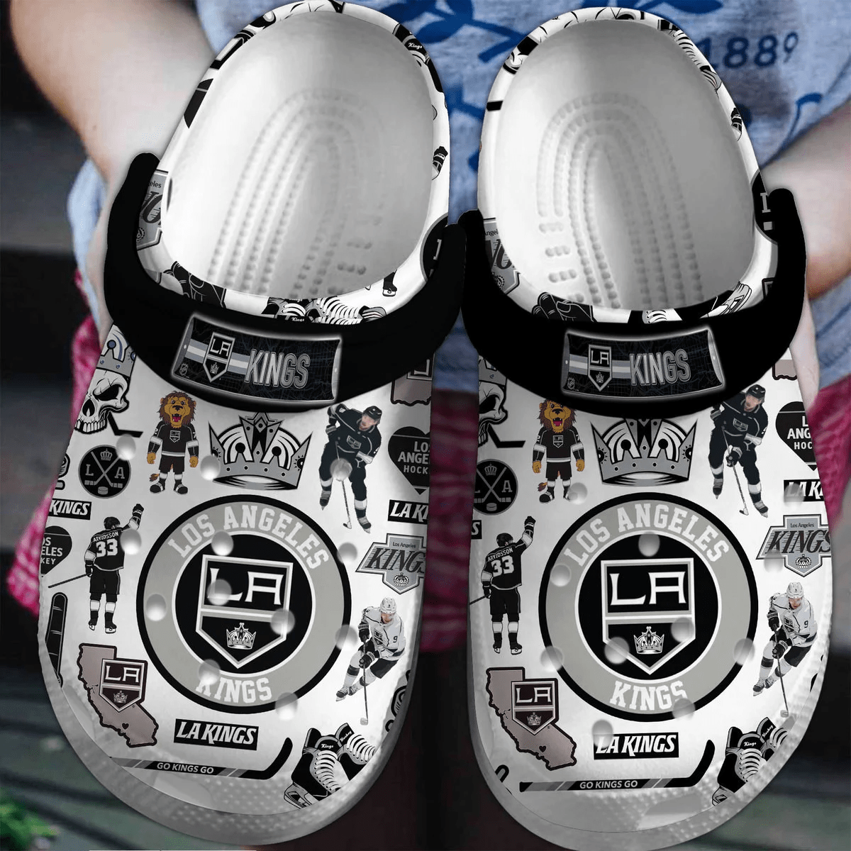 Los Angeles Kings Ice hockey team NHL Sport Crocs Clogs Crocband Shoes Comfortable For Men Women and Kids