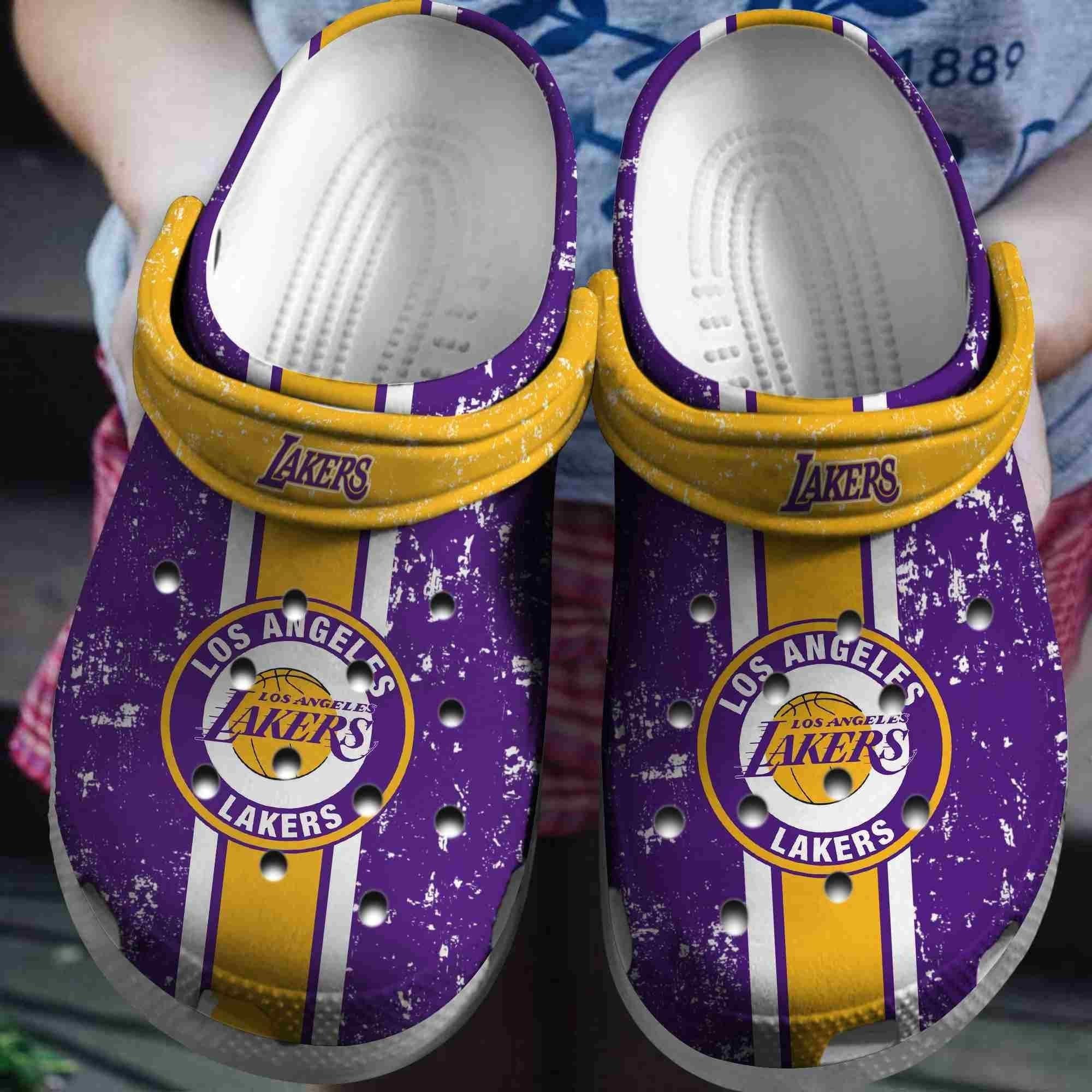 Los Angeles Lakers Basketball Club Clogs Shoes Crocs Crocband Comfortable For Men Women