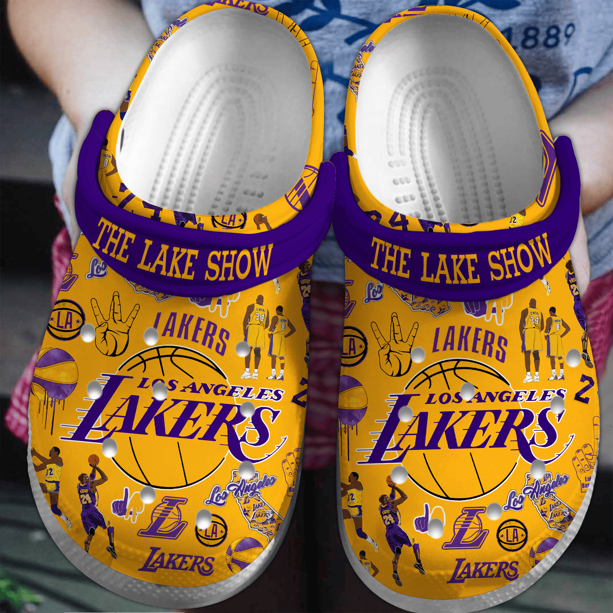 Los Angeles Lakers Basketball NBA Sport Crocs Crocband Clogs Shoes Comfortable For Men Women and Kids