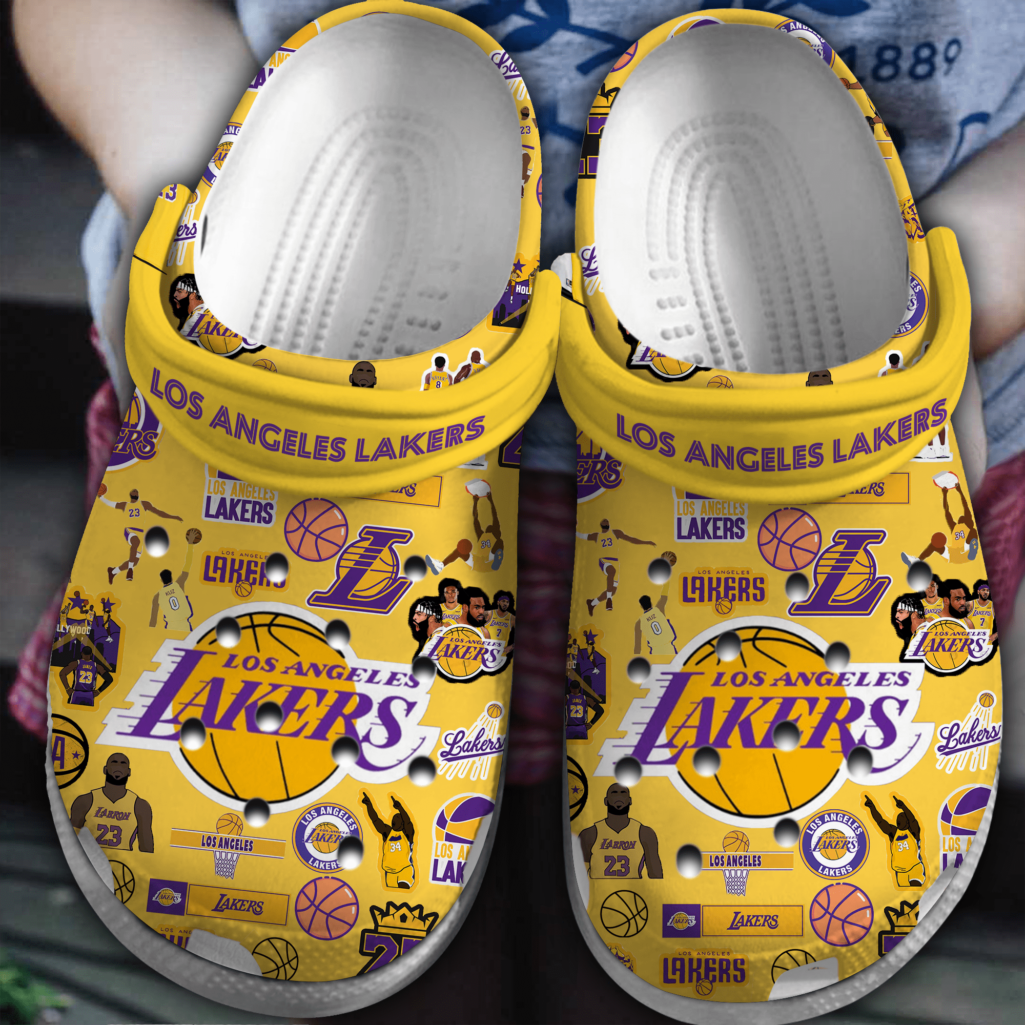 Los Angeles Lakers NBA Basketball Crocs Crocband Clogs Shoes Comfortable For Men Women and Kids