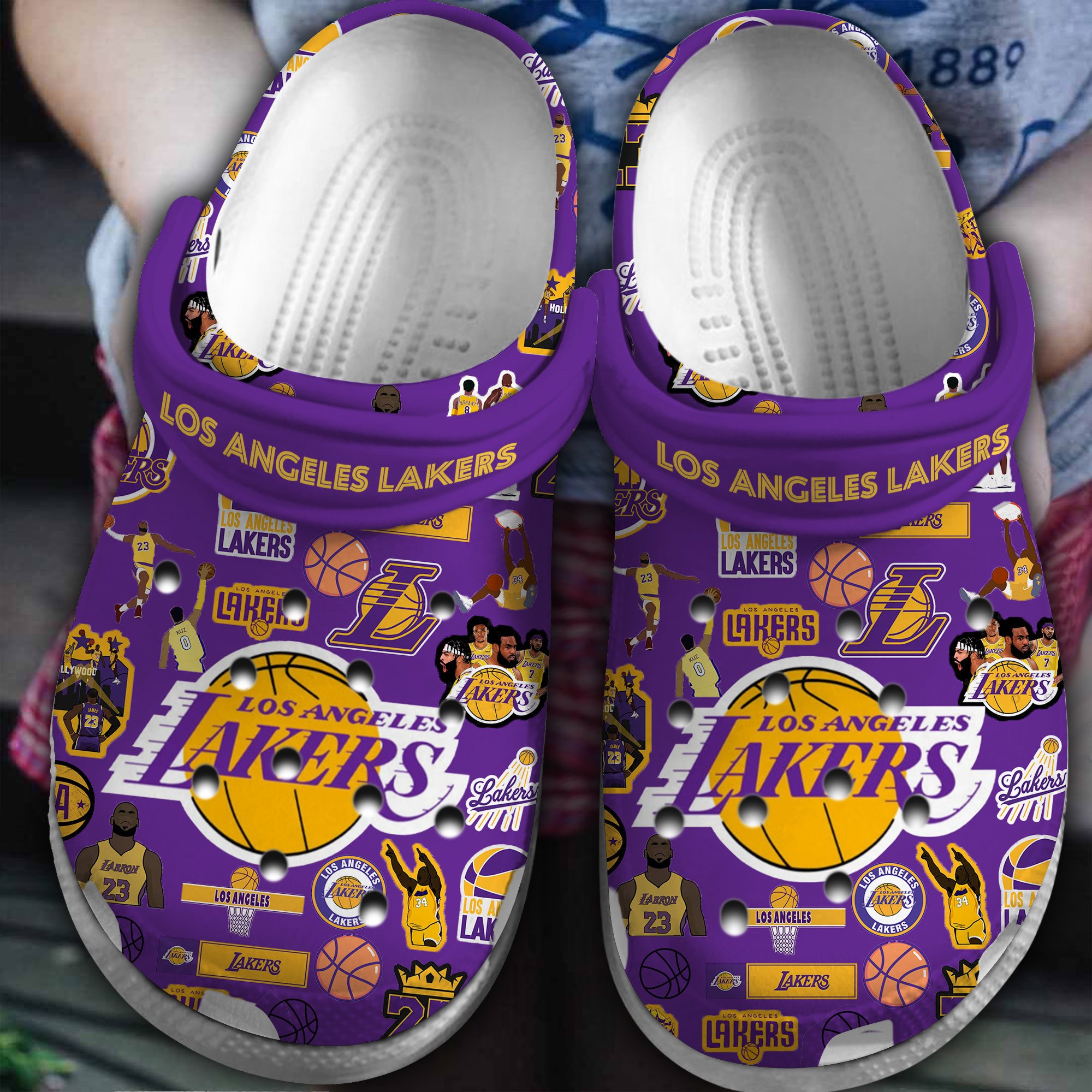 Los Angeles Lakers NBA Basketball Crocs Crocband Clogs Shoes Comfortable For Men Women and Kids