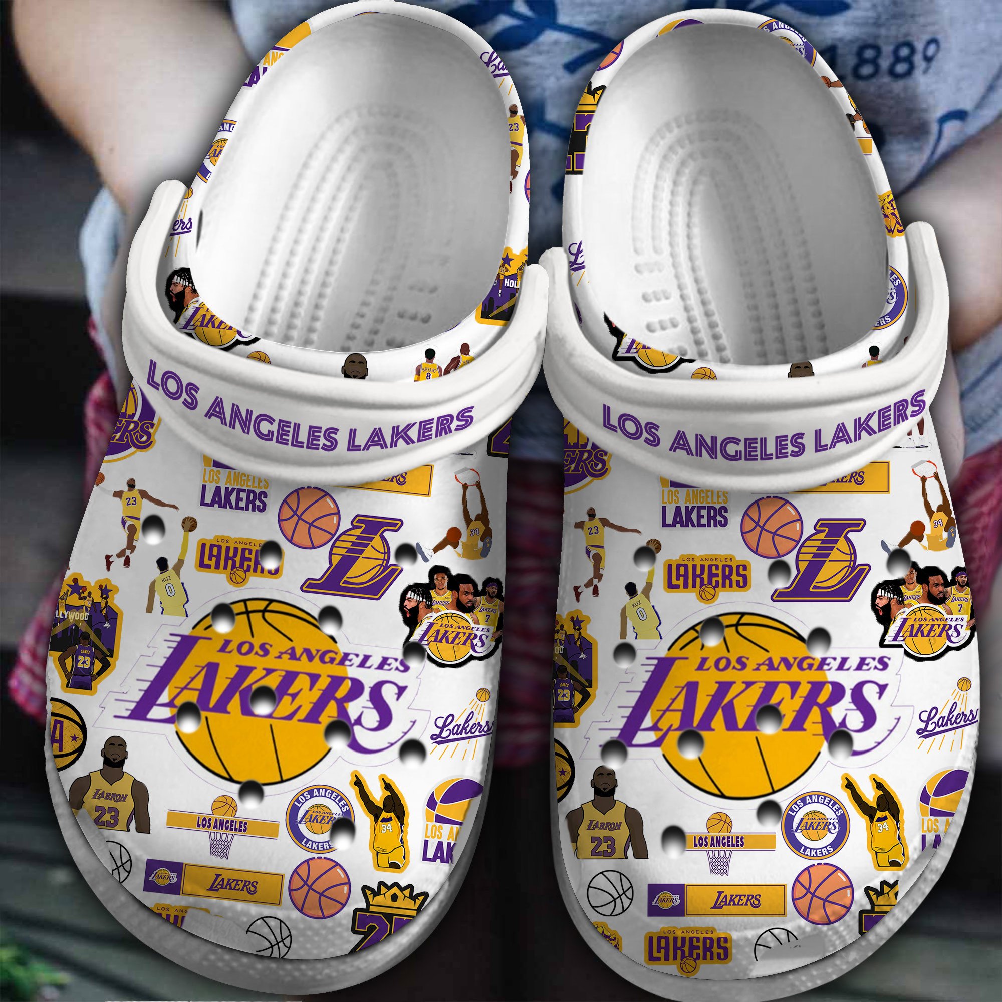 Los Angeles Lakers NBA Basketball Crocs Crocband Clogs Shoes Comfortable For Men Women and Kids