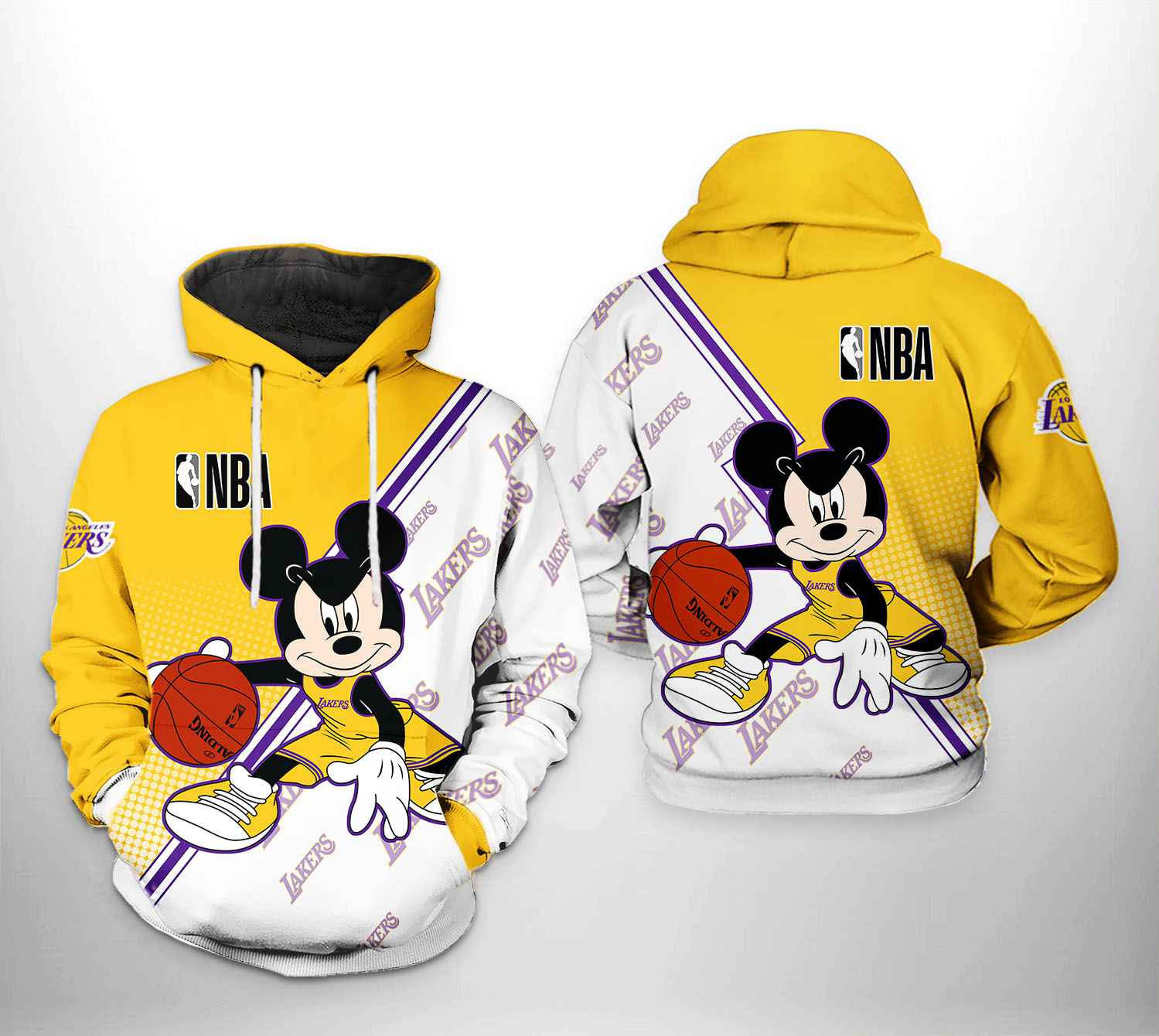 Los Angeles Lakers NBA Mickey 3D All Over Print Hoodie, Zip Hoodie