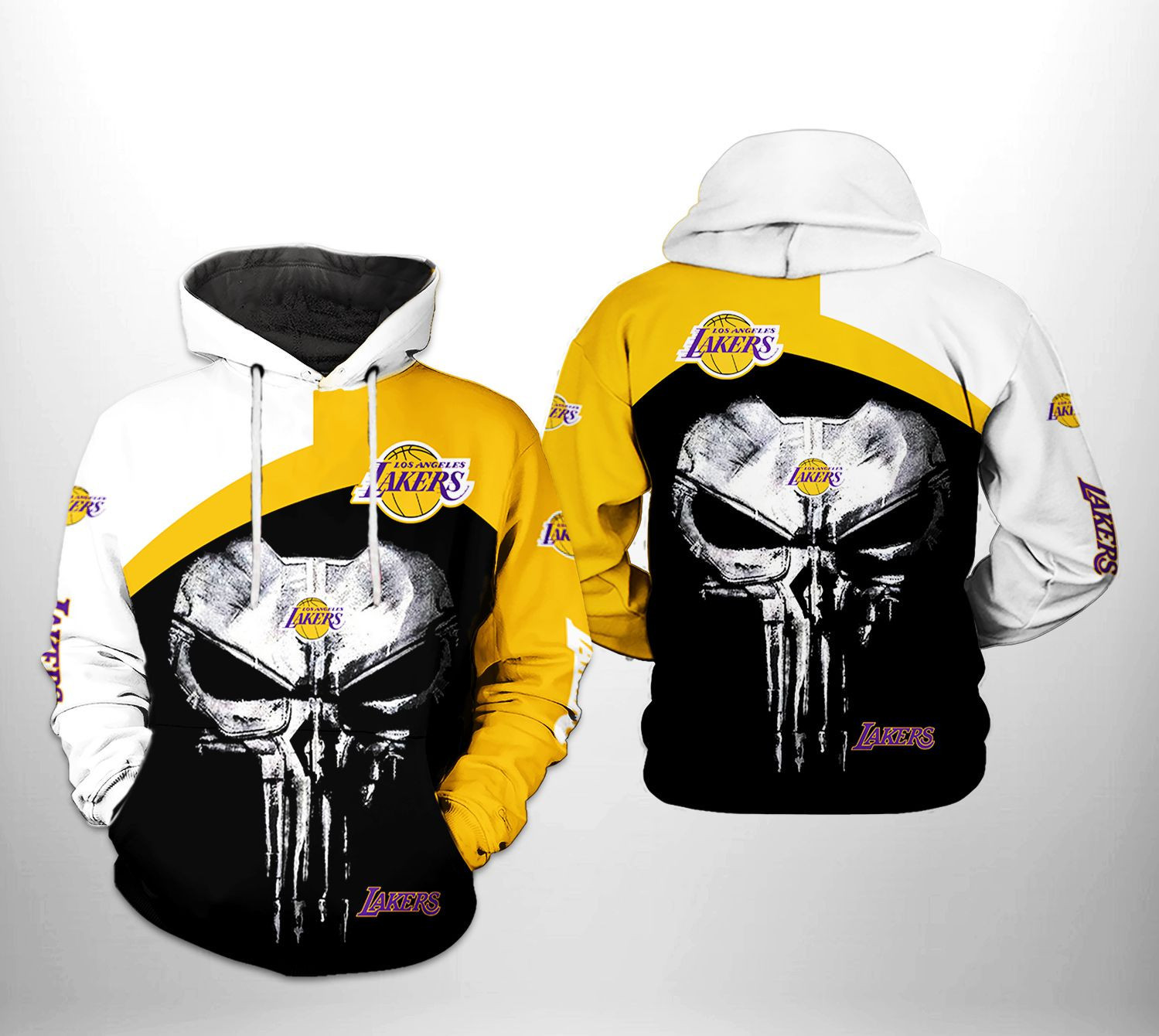 Los Angeles Lakers NBA Skull Punisher Team 3D All Over Print Hoodie, Zip Hoodie