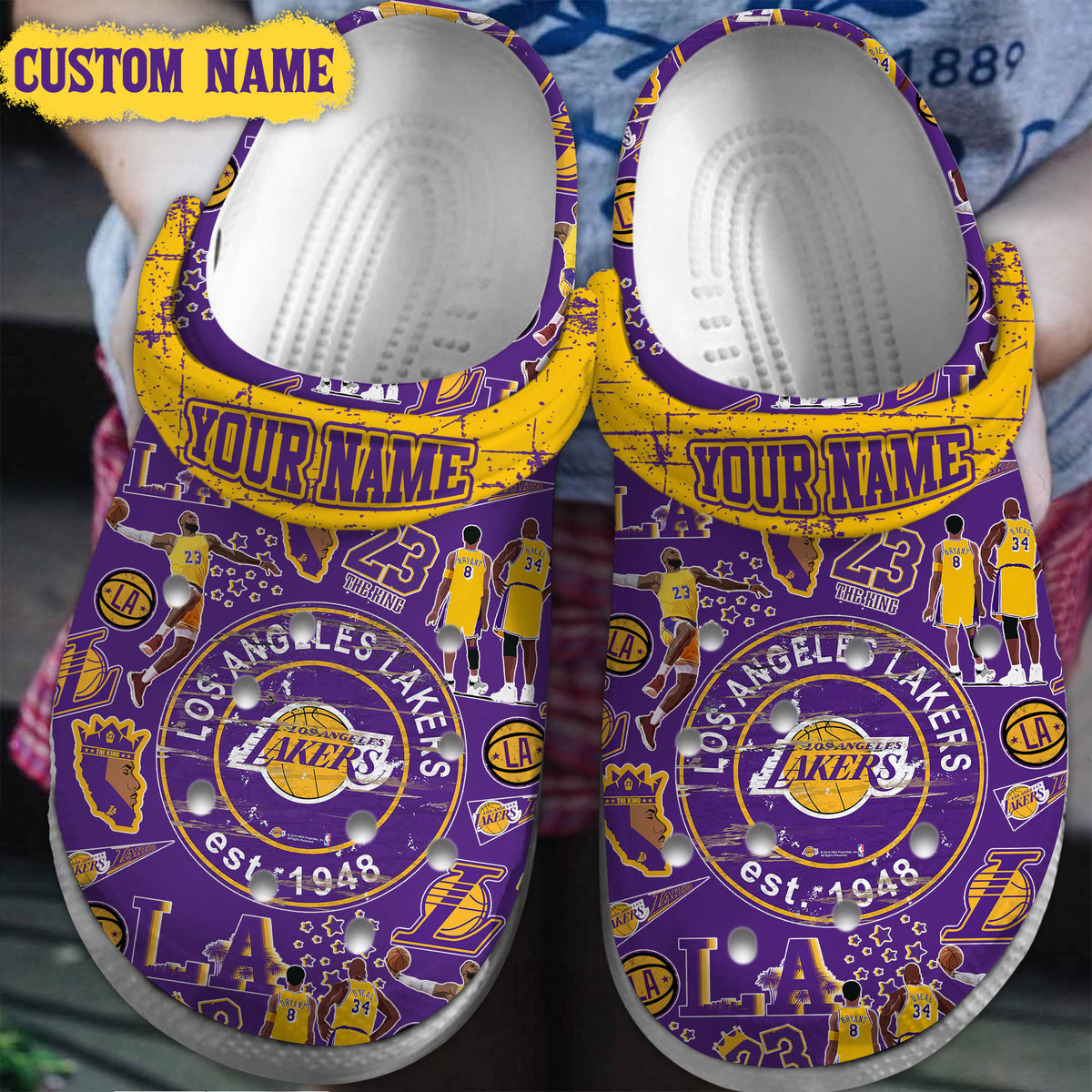 Los Angeles Lakers NBA Sport Crocs Crocband Clogs Shoes Comfortable For Men Women and Kids