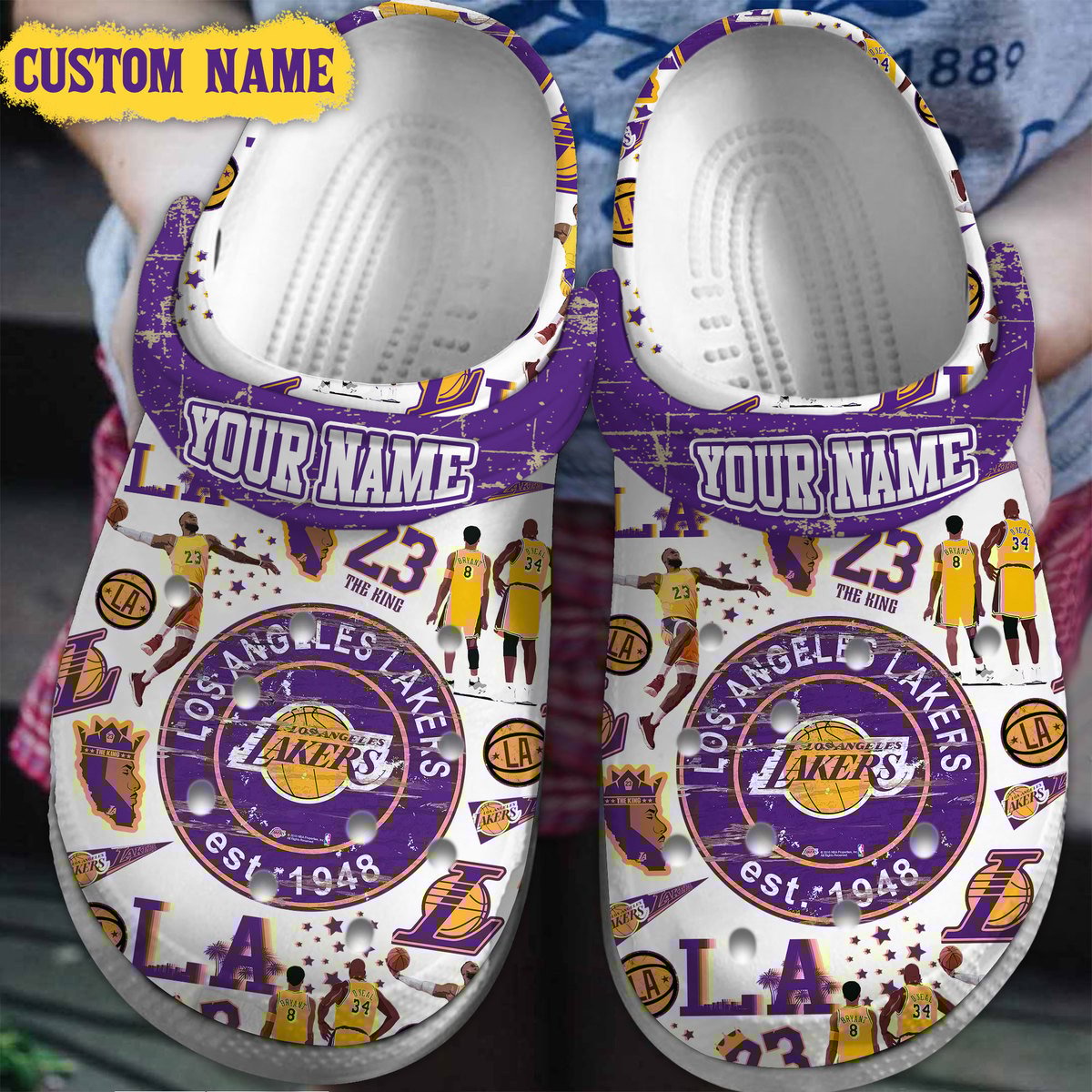 Los Angeles Lakers NBA Sport Crocs Crocband Clogs Shoes Comfortable For Men Women and Kids