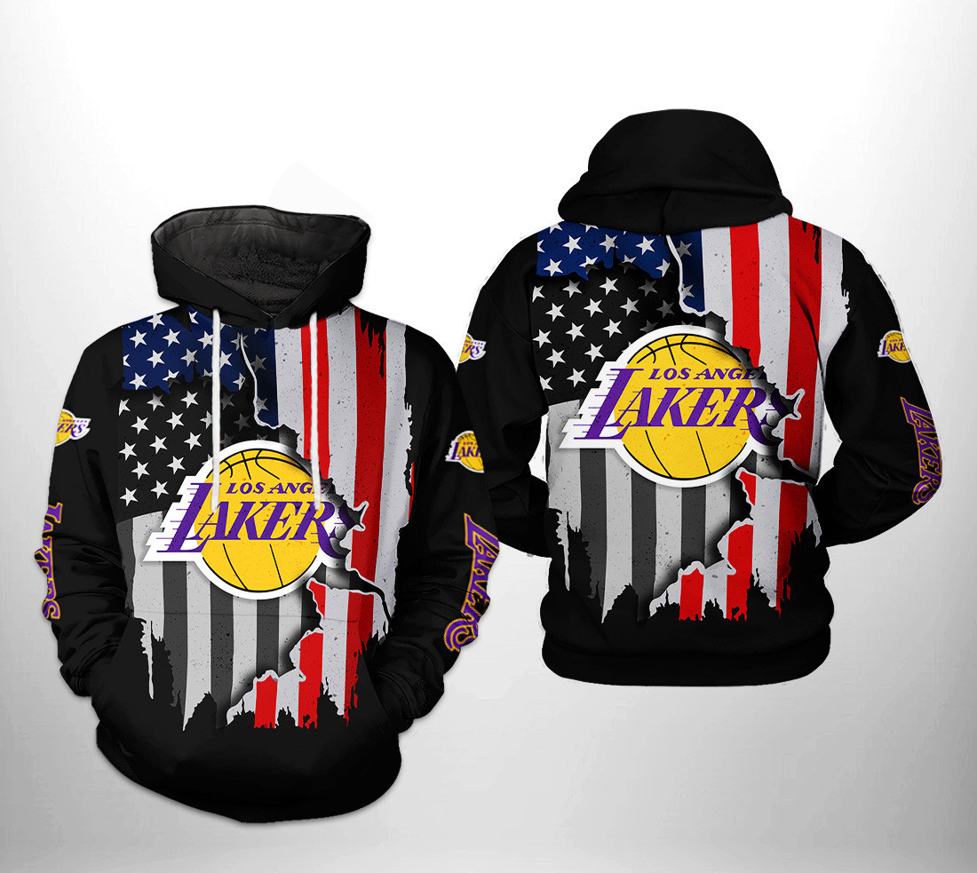 Los Angeles Lakers NBA US Flag Team 3D All Over Print Hoodie, Zip Hoodie