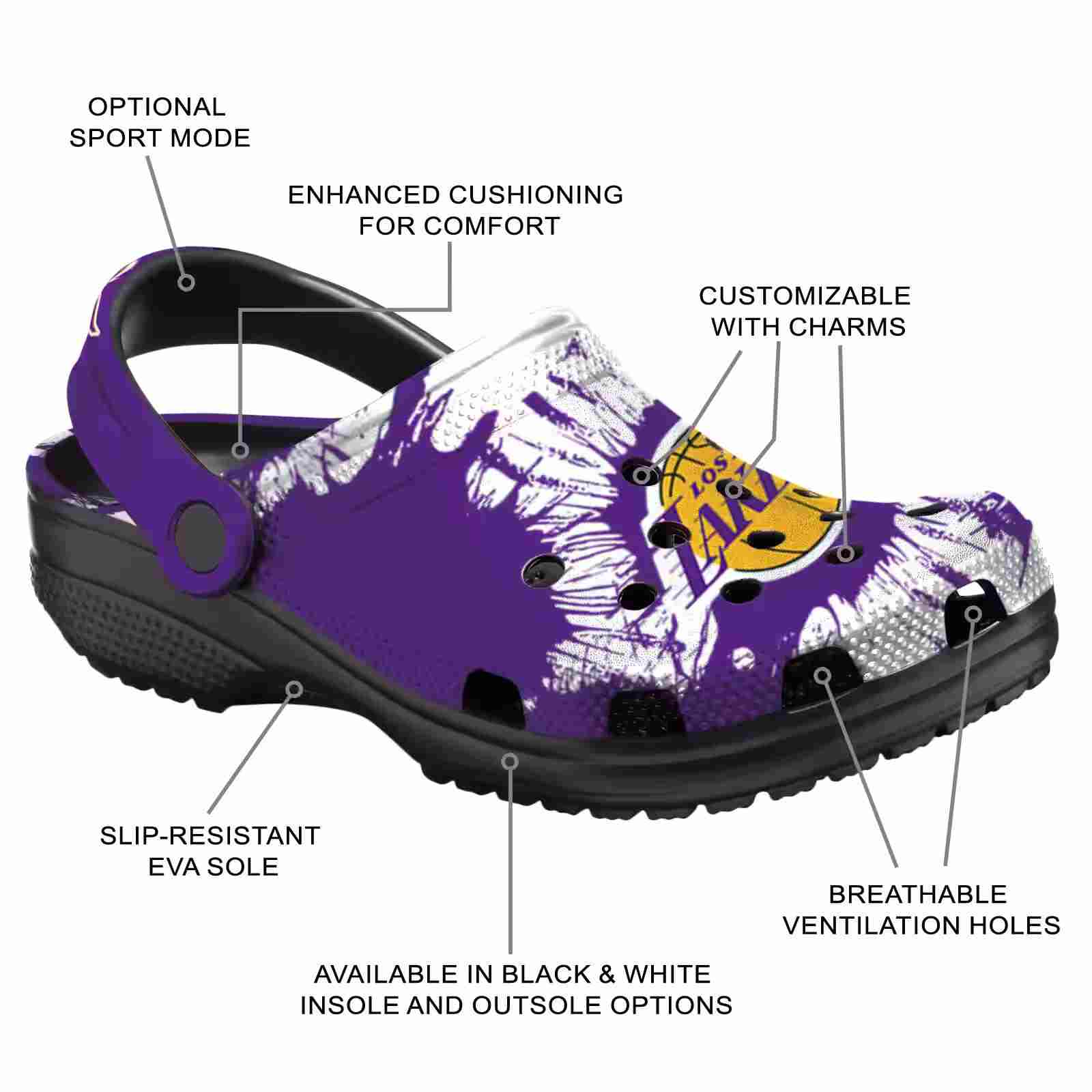 Los Angeles Lakers Splatter Graphics ClogTVC1801919 - Image 5