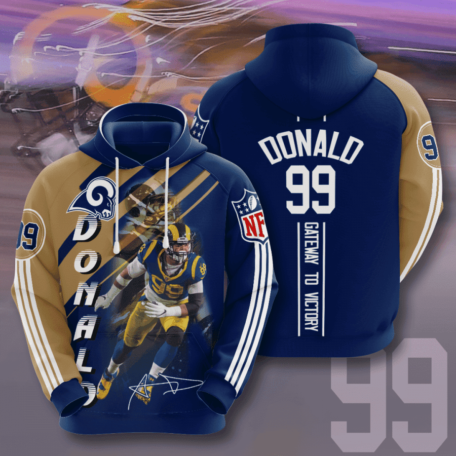 Los Angeles Rams Aaron Donald 3D All Over Print Hoodie, Zip Hoodie