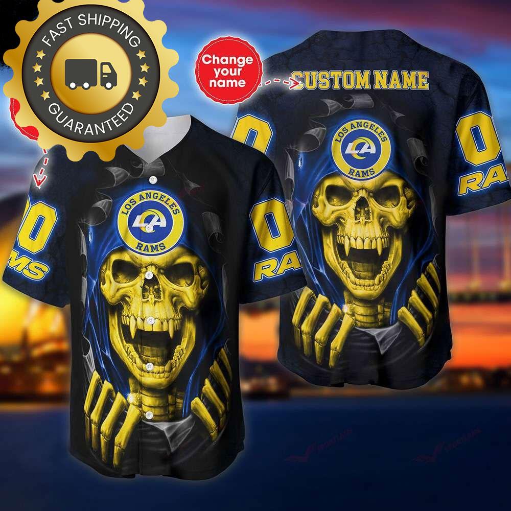 Los Angeles Rams Custom NLF Jersey Skull Personalized Baseball Jersey