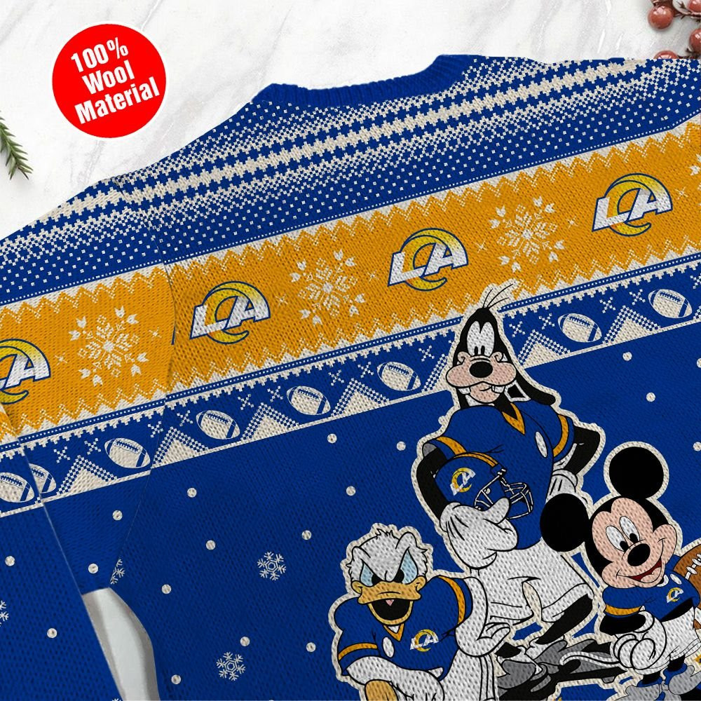 Los Angeles Rams Disney Donald Duck Mickey Mouse Goofy Personalized Ugly Christmas Sweater Adult 3D Funny Matching for family - Image 5