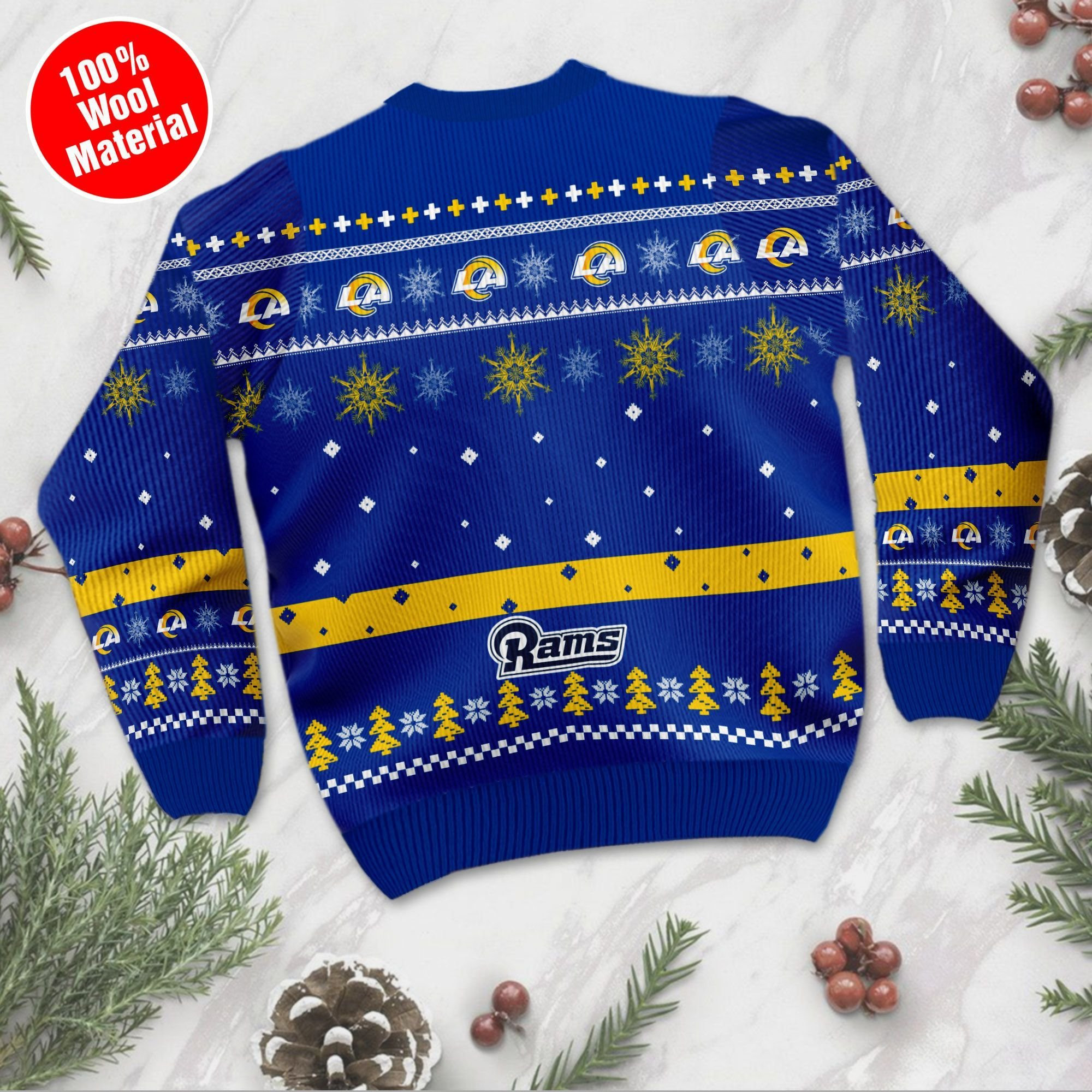 Los Angeles Rams Funny Charlie Brown Peanuts Snoopy Ugly Christmas Sweater Adult 3D Funny Matching for family - Image 2