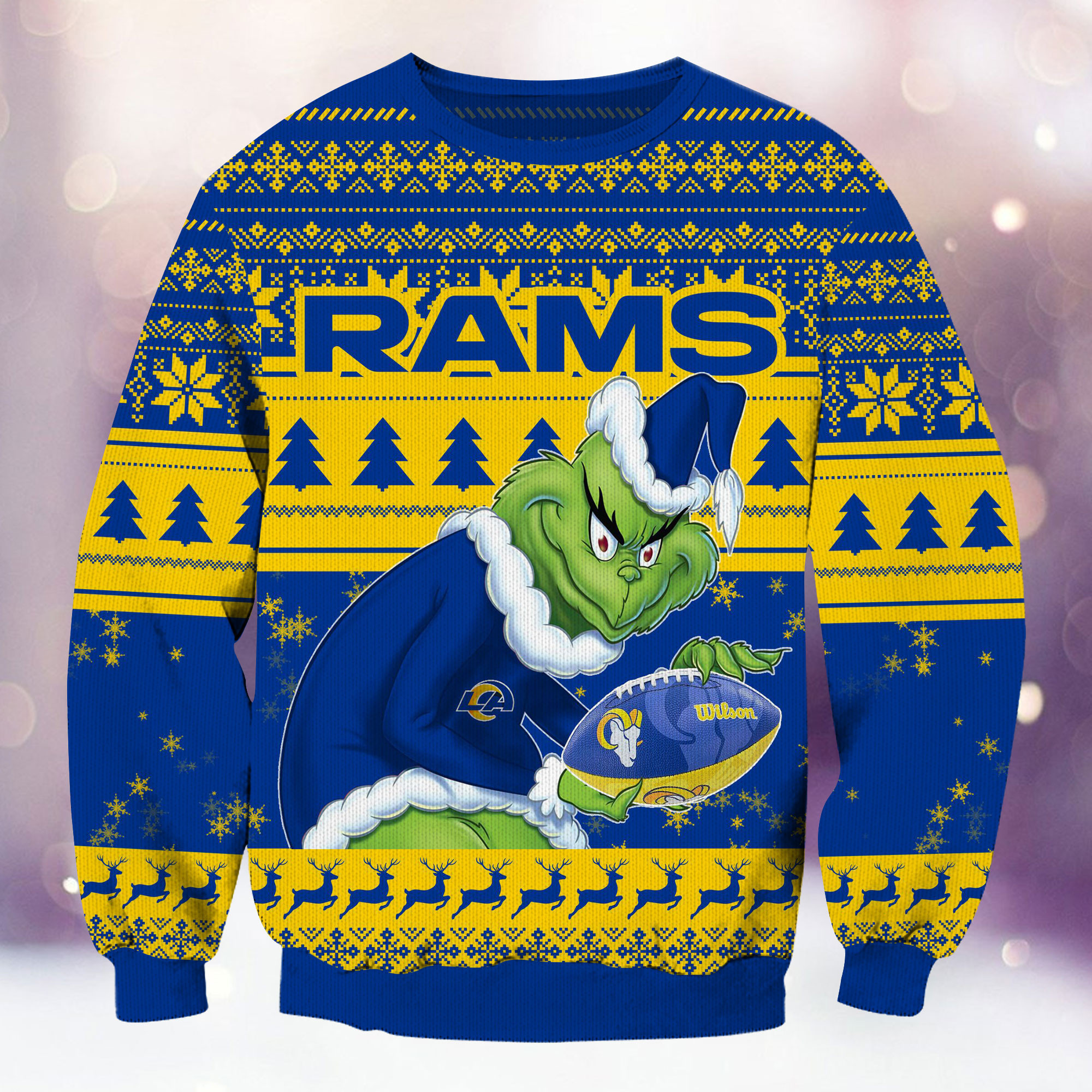 Los Angeles Rams Grinch Ugly Christmas Sweater Adult 3D Funny Matching for family - Image 2