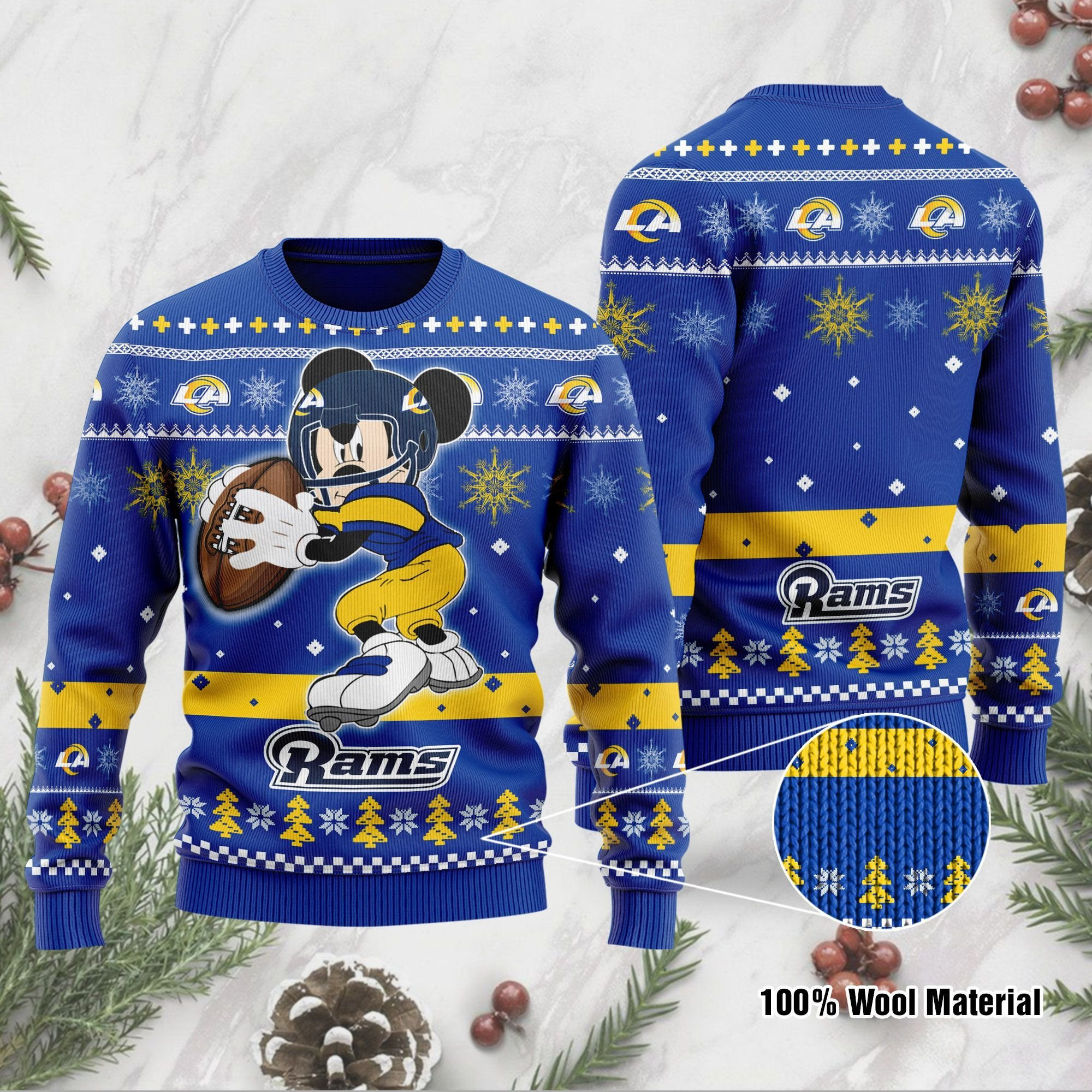Los Angeles Rams Mickey Mouse Funny Ugly Christmas Sweater Adult 3D Funny Matching for family