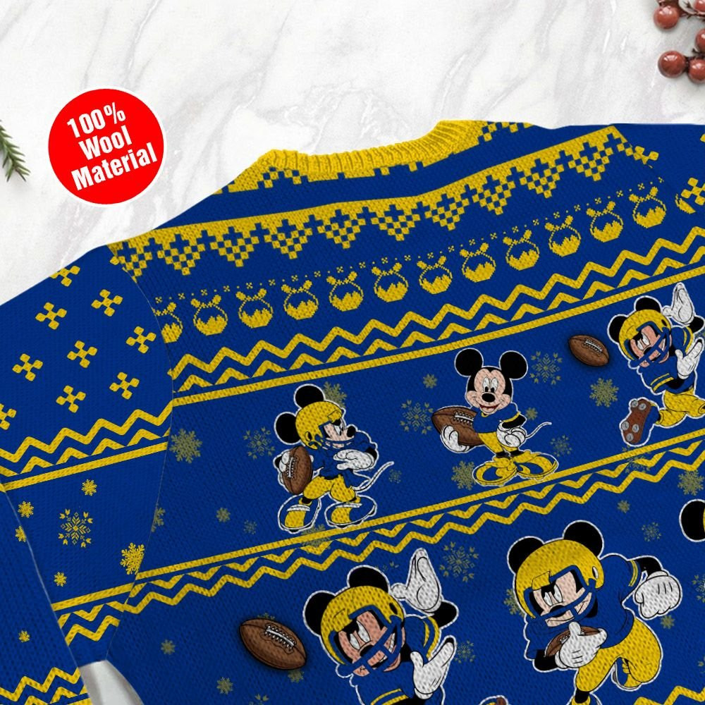 Los Angeles Rams Mickey Mouse Holiday Party Ugly Christmas Sweater Adult 3D Funny Matching for family - Image 5