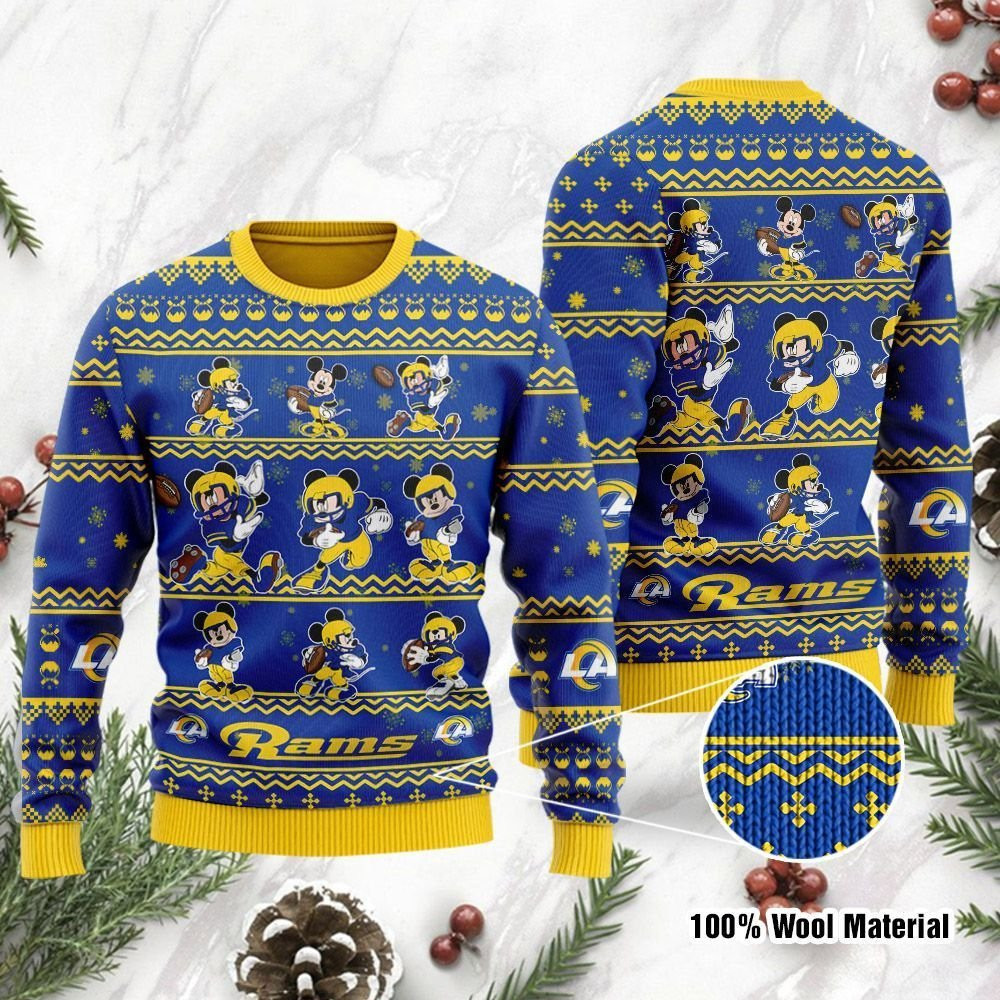 Los Angeles Rams Mickey Mouse Ugly Christmas Sweater Adult 3D Funny Matching for family