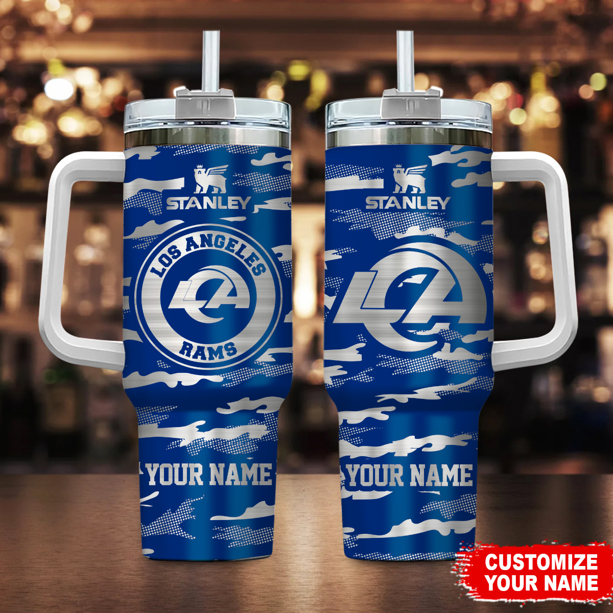 Los Angeles Rams NFL Camo Pattern Custom Stanley Cup 40 oz 30 oz Tumbler With HandleTVC230199
