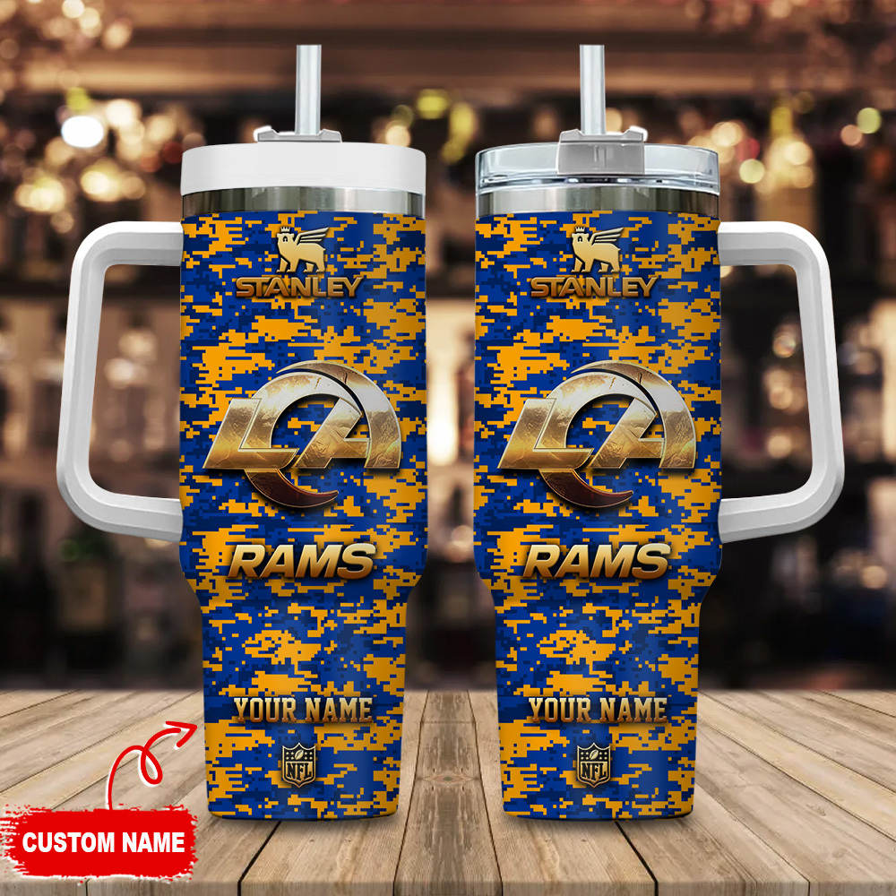 Los Angeles Rams NFL Camouflage Golden Logo Custom Stanley Cup 40 oz 30 oz Tumbler With HandleTVC2301111