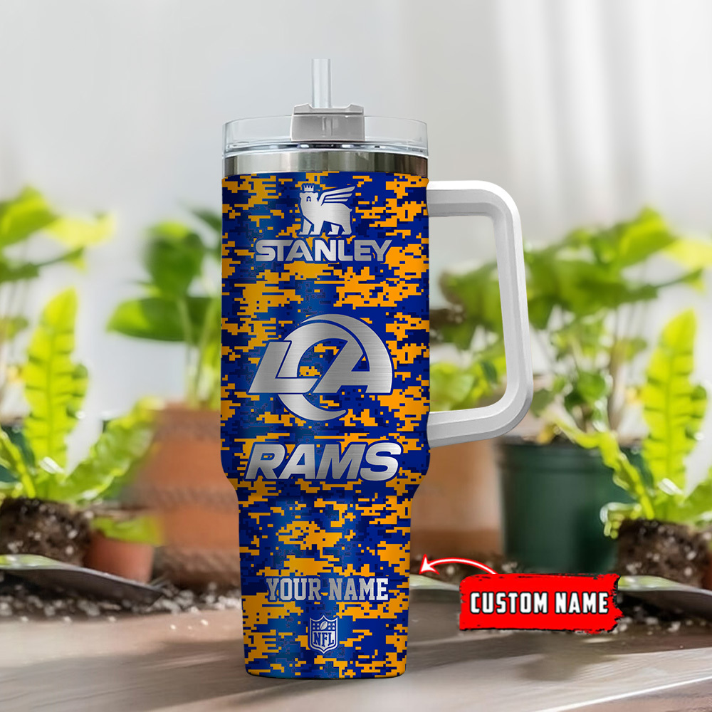 Los Angeles Rams NFL Camouflage Silver Logo Custom Stanley Cup 40 oz 30 oz Tumbler With HandleTVC2301111 - Image 2