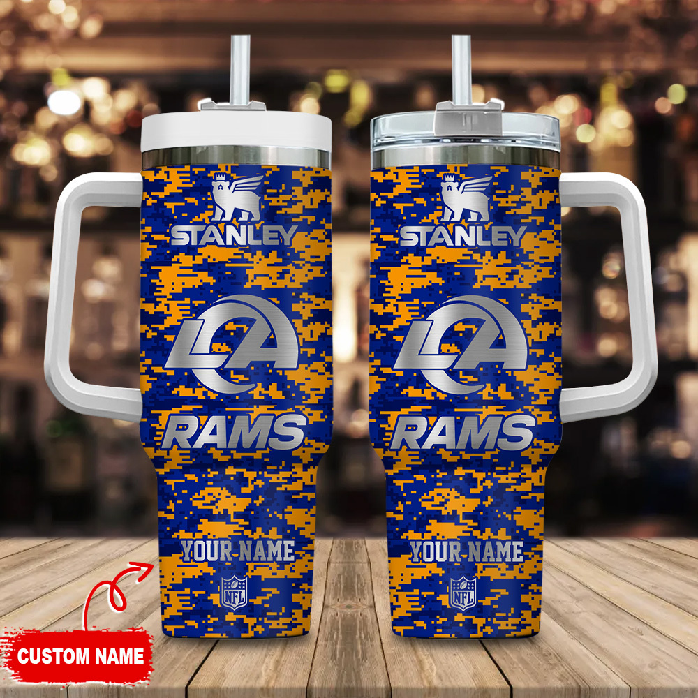 Los Angeles Rams NFL Camouflage Silver Logo Custom Stanley Cup 40 oz 30 oz Tumbler With HandleTVC2301111