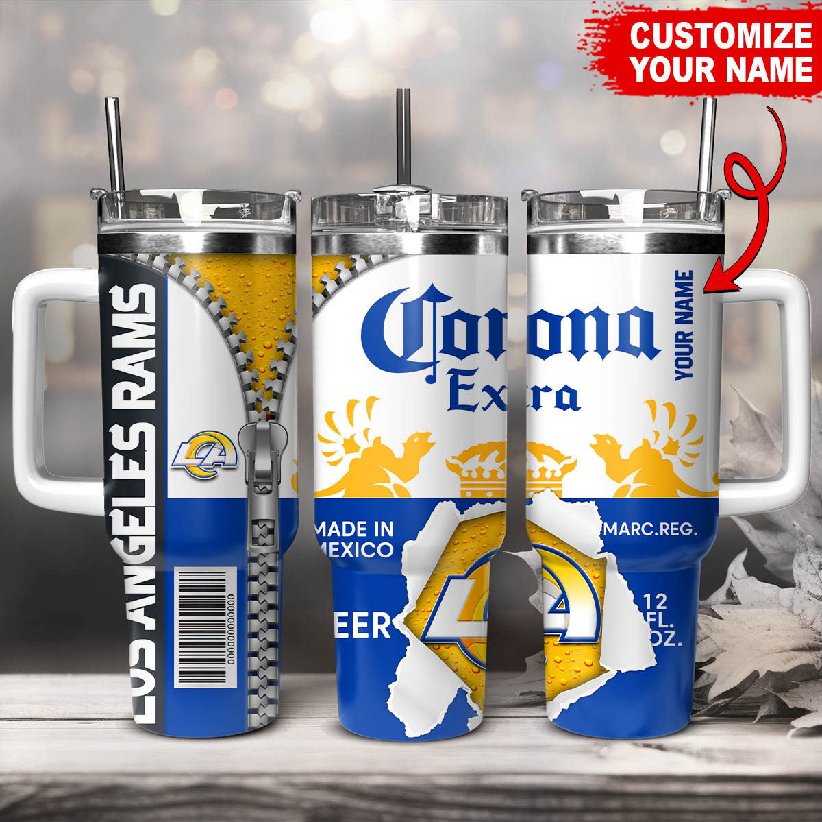 Los Angeles Rams NFL Corona Extra Custom Stanley Cup 40 oz 30 oz Tumbler With HandleTVC230168