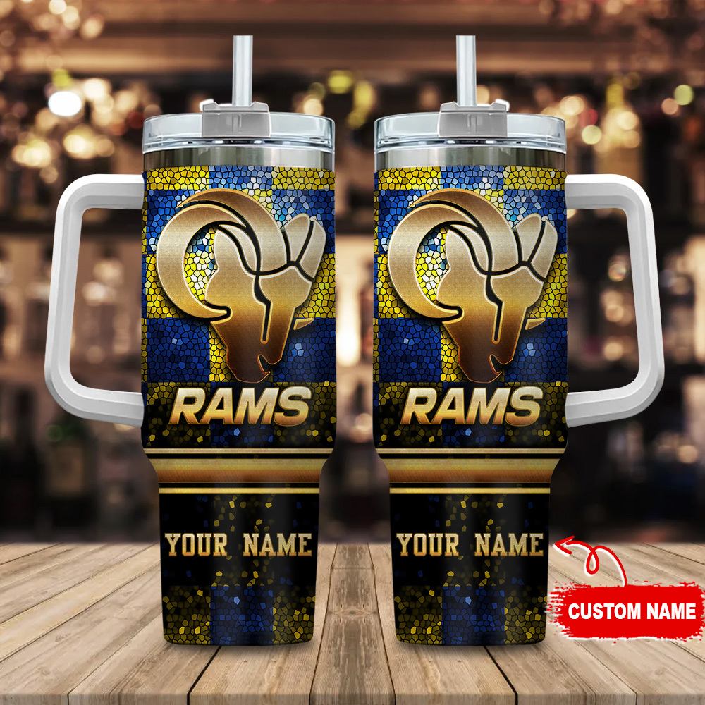 Los Angeles Rams NFL Glitter Golden Logo Custom Stanley Cup 40 oz 30 oz Tumbler With HandleTVC2301113
