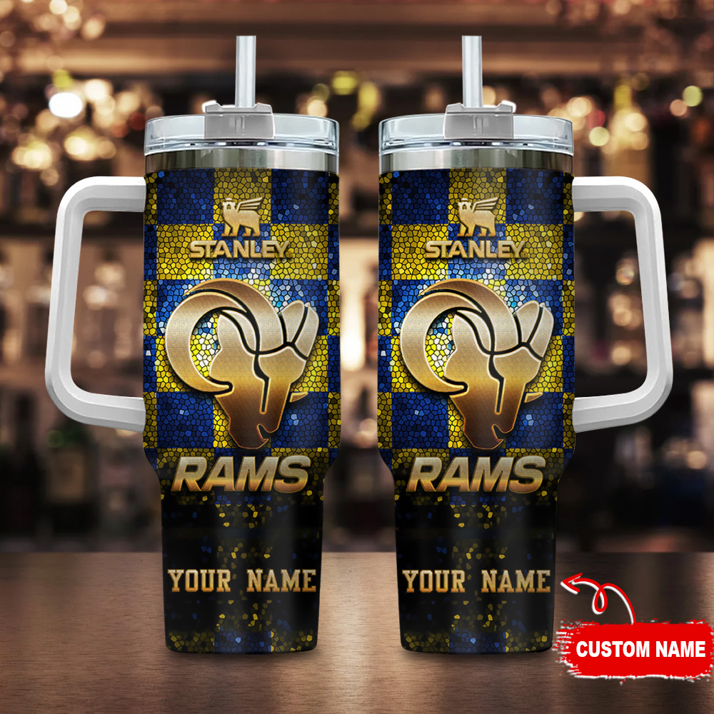 Los Angeles Rams NFL Glitter Golden Logo Custom Stanley Cup 40 oz 30 oz Tumbler With HandleTVC2301117